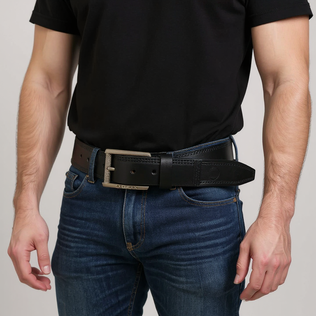 Omax Black Genuine Leather Premium Belts for men BLTBTL023