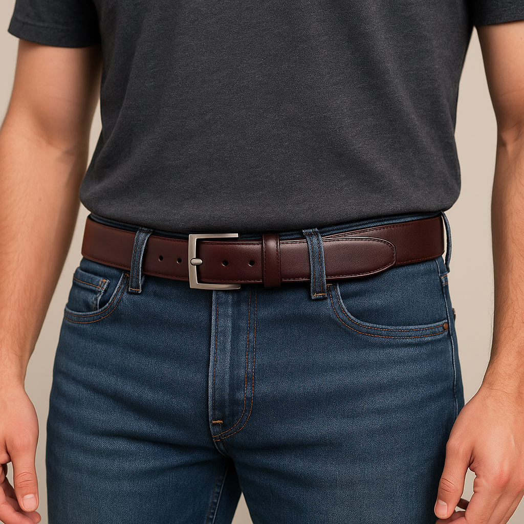 GENUINE LEATHER BELTS OMAX MENS BELT LTBTL01-BLACK BROWN