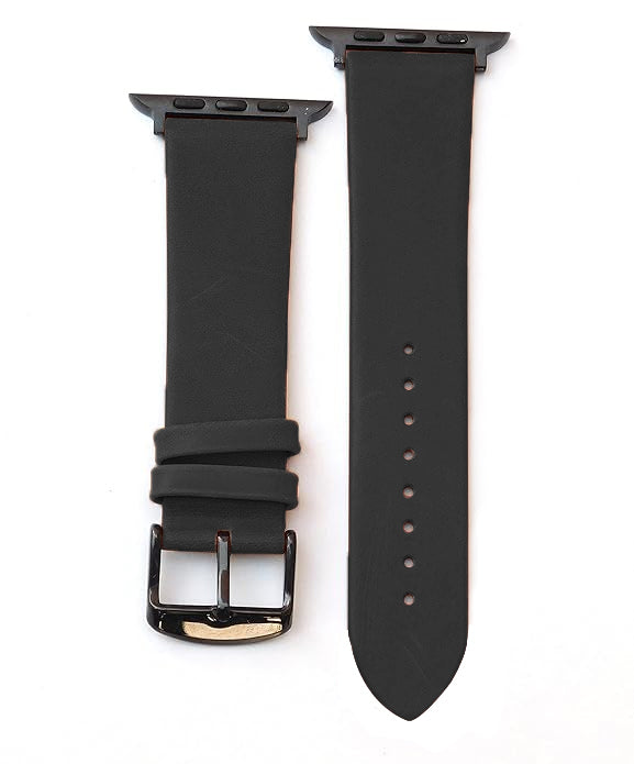 Boshek Grey Genuine Leather Watch Strap. Black Stainless Steel Buckle Self Changeable FS308-GY-42-B