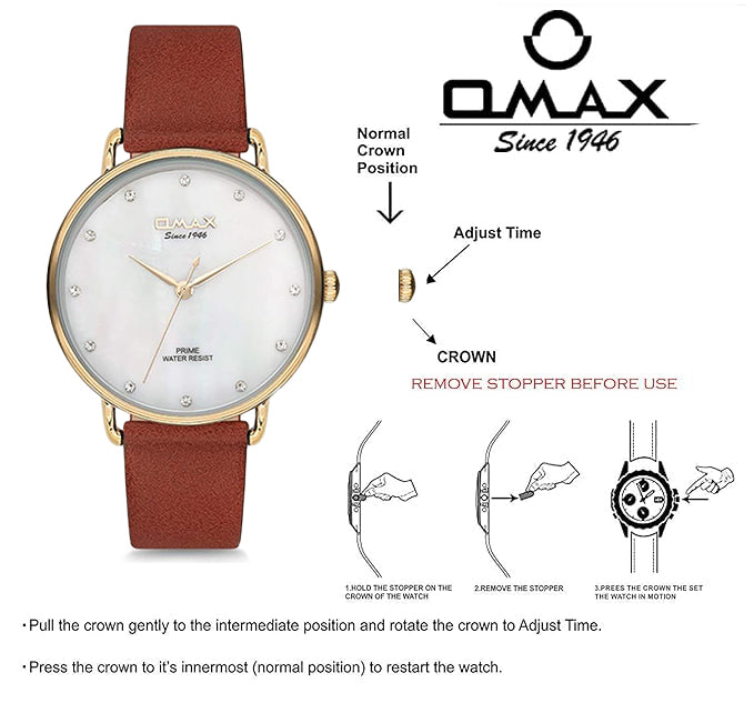 Omax Analog Silver Dial Women’s Watch with Gold Index - PM001G65