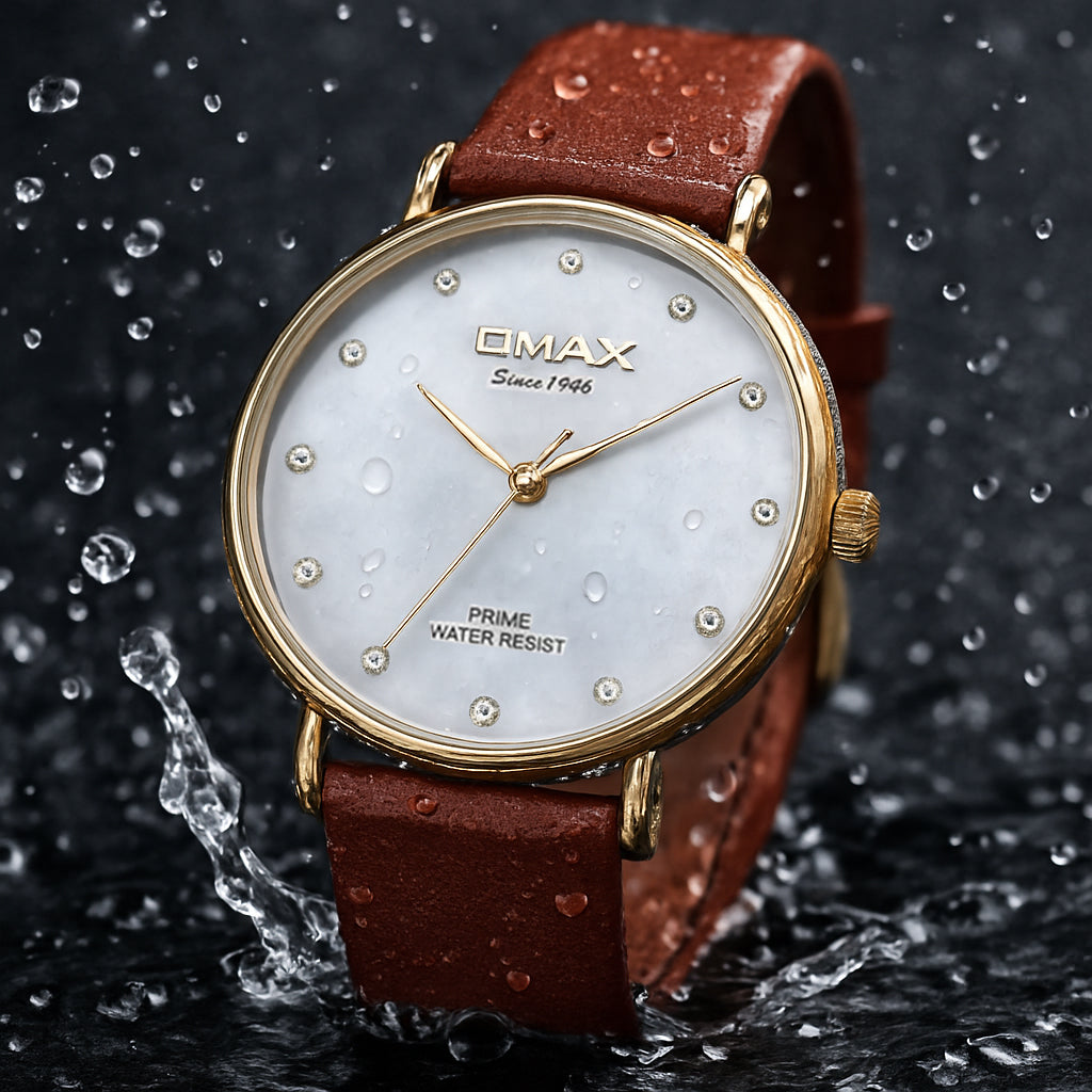 Omax Analog Silver Dial Women’s Watch with Gold Index - PM001G65