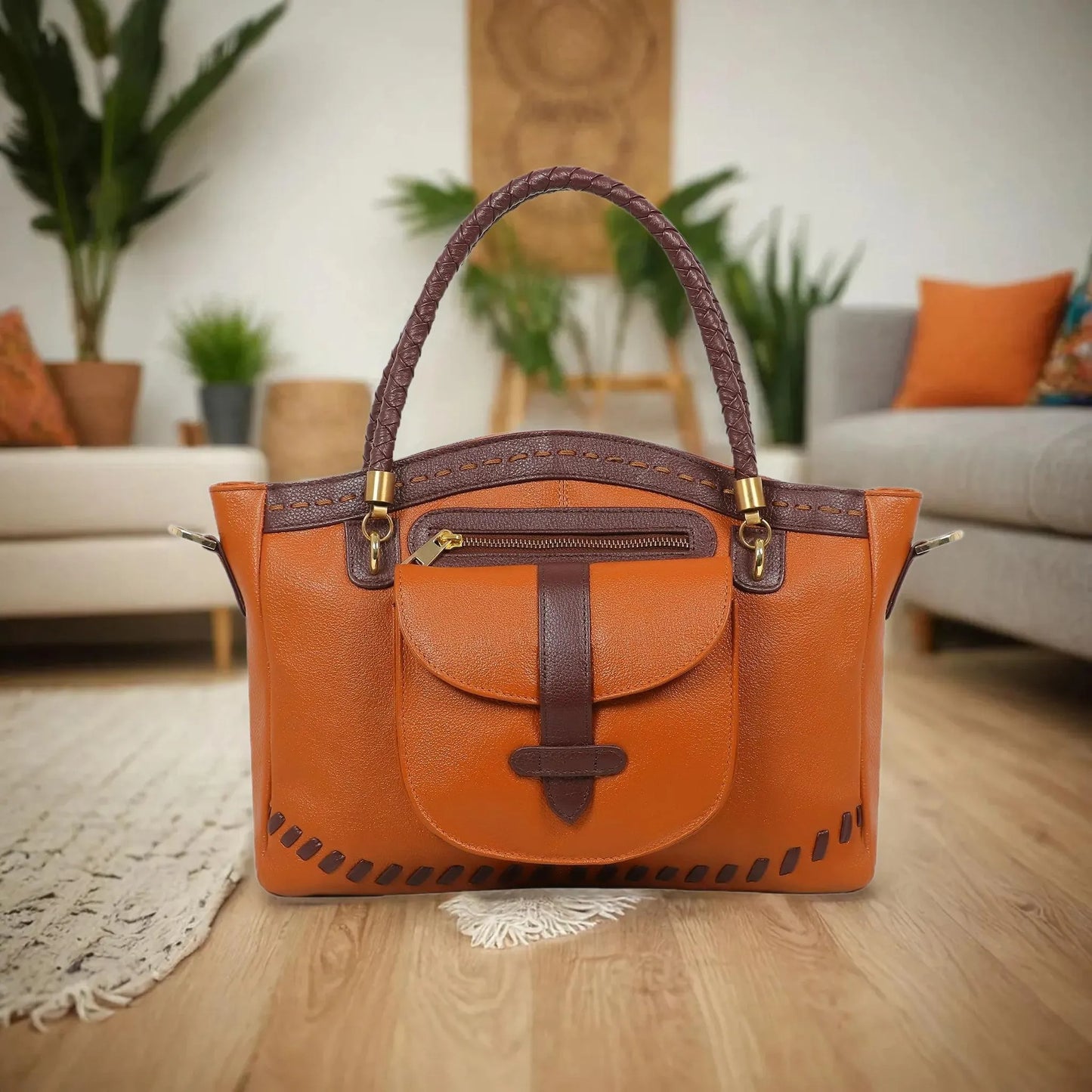 Boshek Stylish Real Leather Handbag for Women