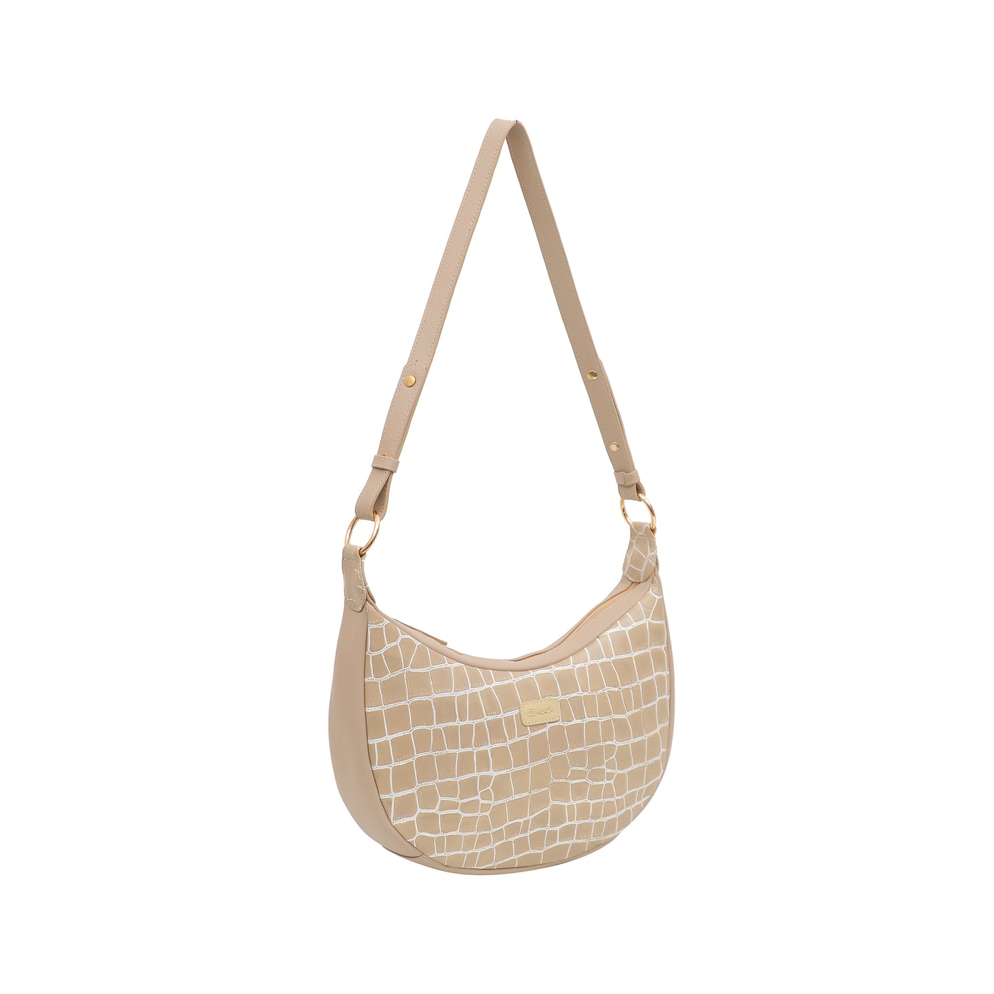 Omax Beige Halfmoon Design Genuine Leather Sling Bag LTHRL5