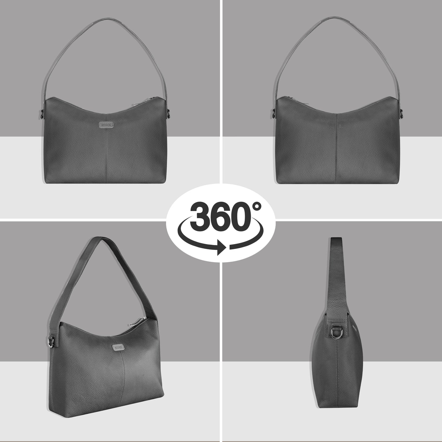 Boshek Full-Grain Natural Leather Shoulder Handbag Bag-FL40