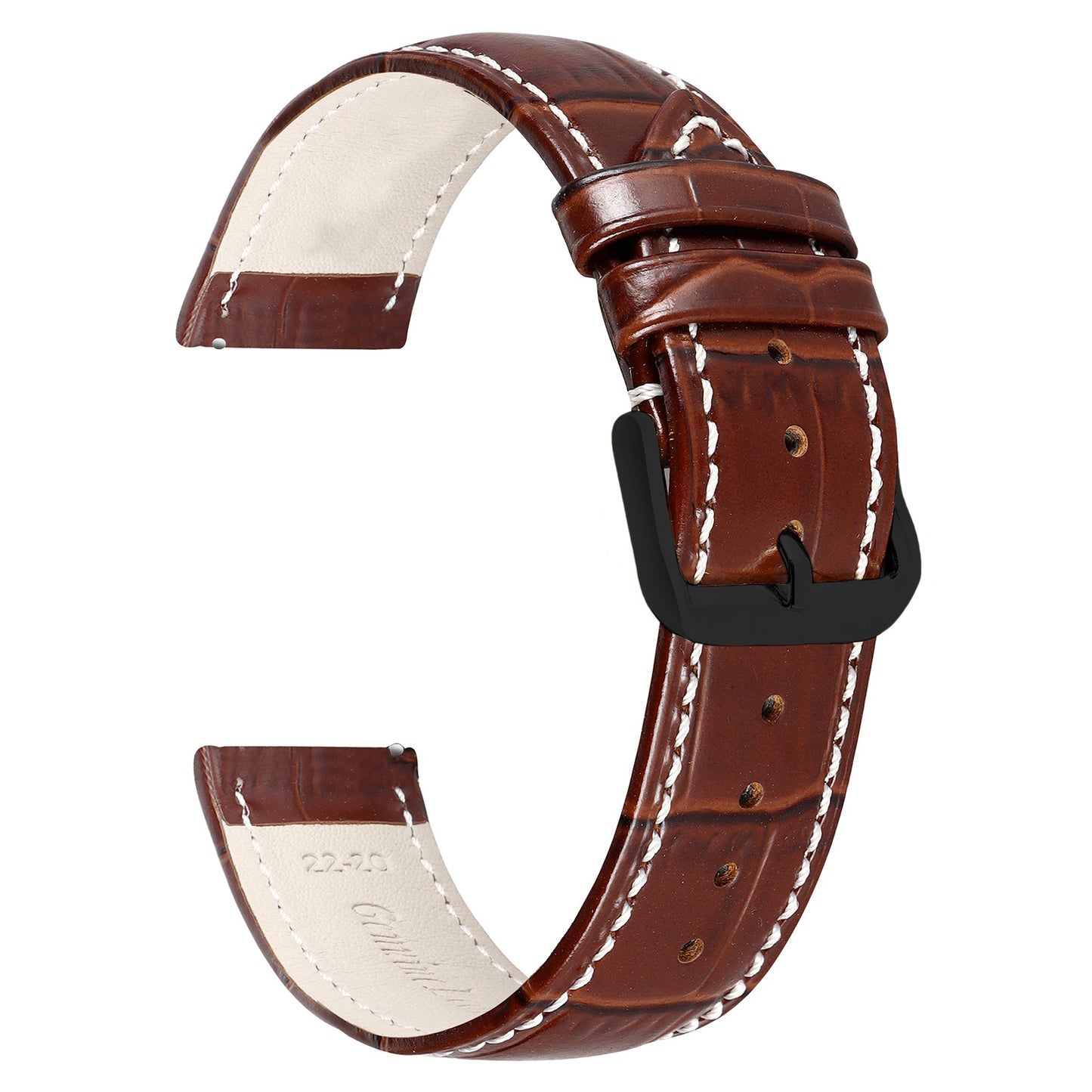 Boshek Tan Genuine Leather Croco Design Watch Strap. Black Buckle Quick Release and Self Changeable FS354