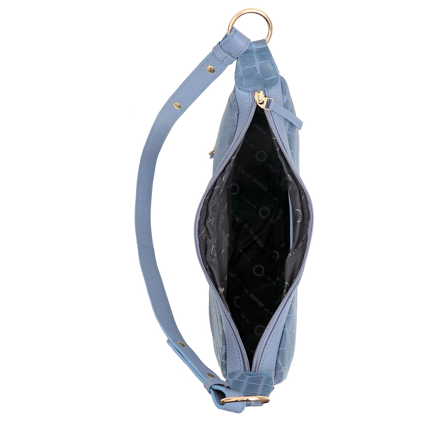 Omax Blue Halfmoon Design Genuine Leather Sling Bag LTHRL5