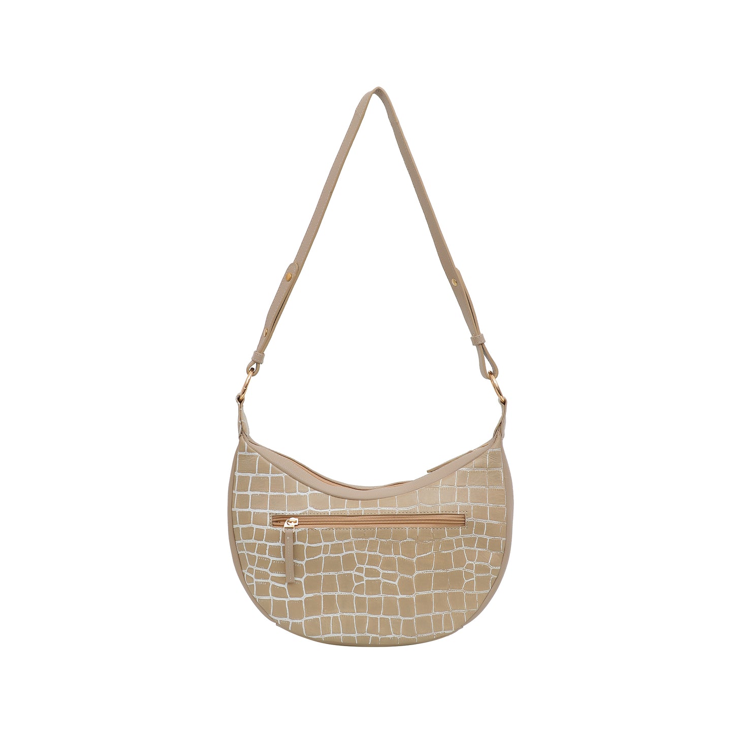 Omax Beige Halfmoon Design Genuine Leather Sling Bag LTHRL5