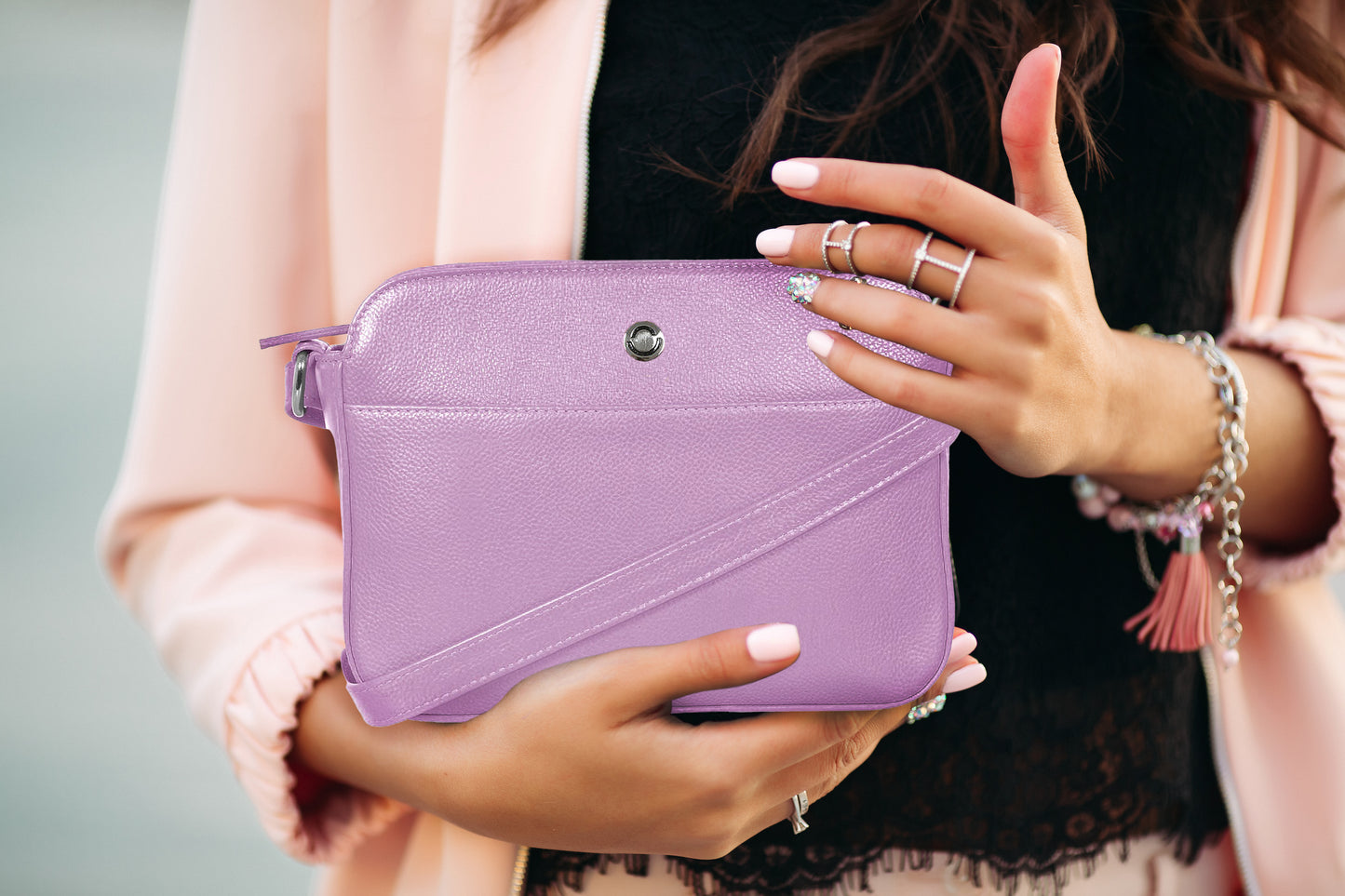 Omax Pink Color Genuine Leather Mini Satchel Handbag for Women FL21