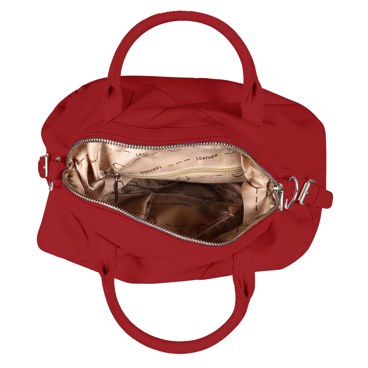 Omax Red Full Grain Genuine Leather Unique Football Style Handbag for Women LTHRL1