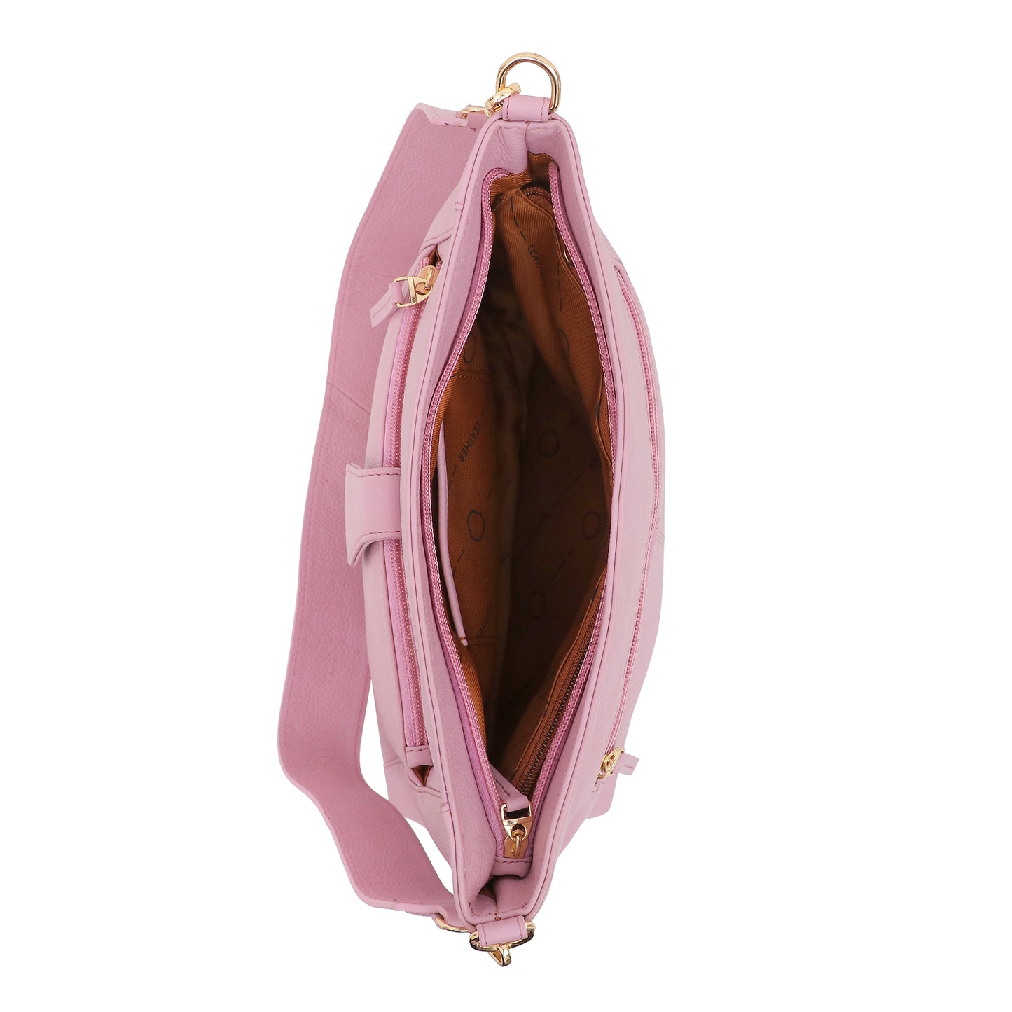 Omax Pink Genuine Leather Sling Bag
