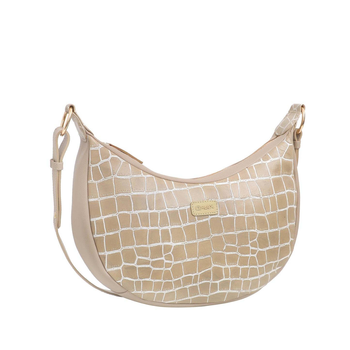 Omax Beige Halfmoon Design Genuine Leather Sling Bag LTHRL5