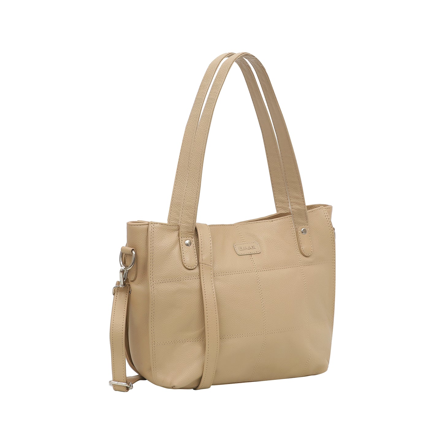 Omax Beige Genuine Leather Hand Bag