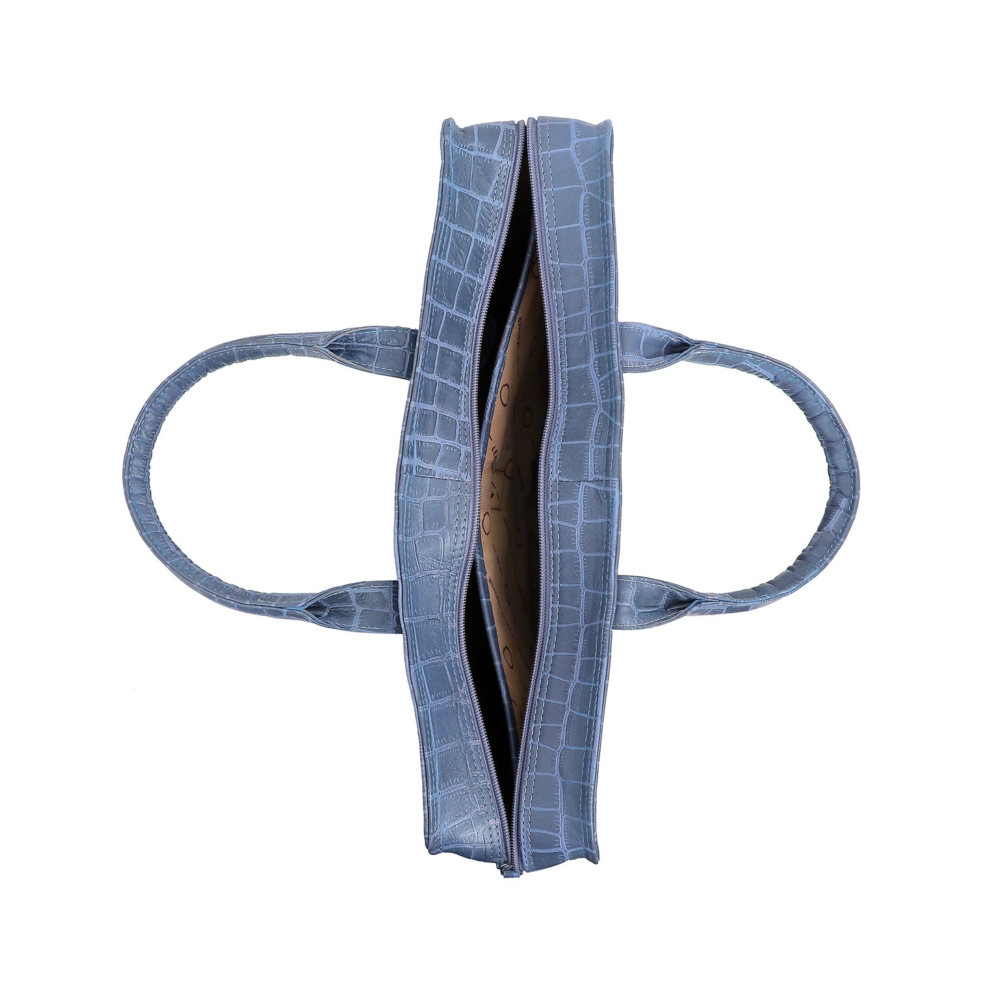 Omax Blue Genuine Leather Croco Design with Metal Zipper Laptop Bag for Men and Women LTHR02