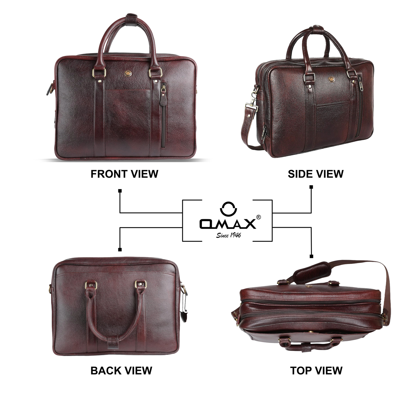Omax Brown Color Genuine Leather Double Compartment Messenger Laptop Bag LTHR03