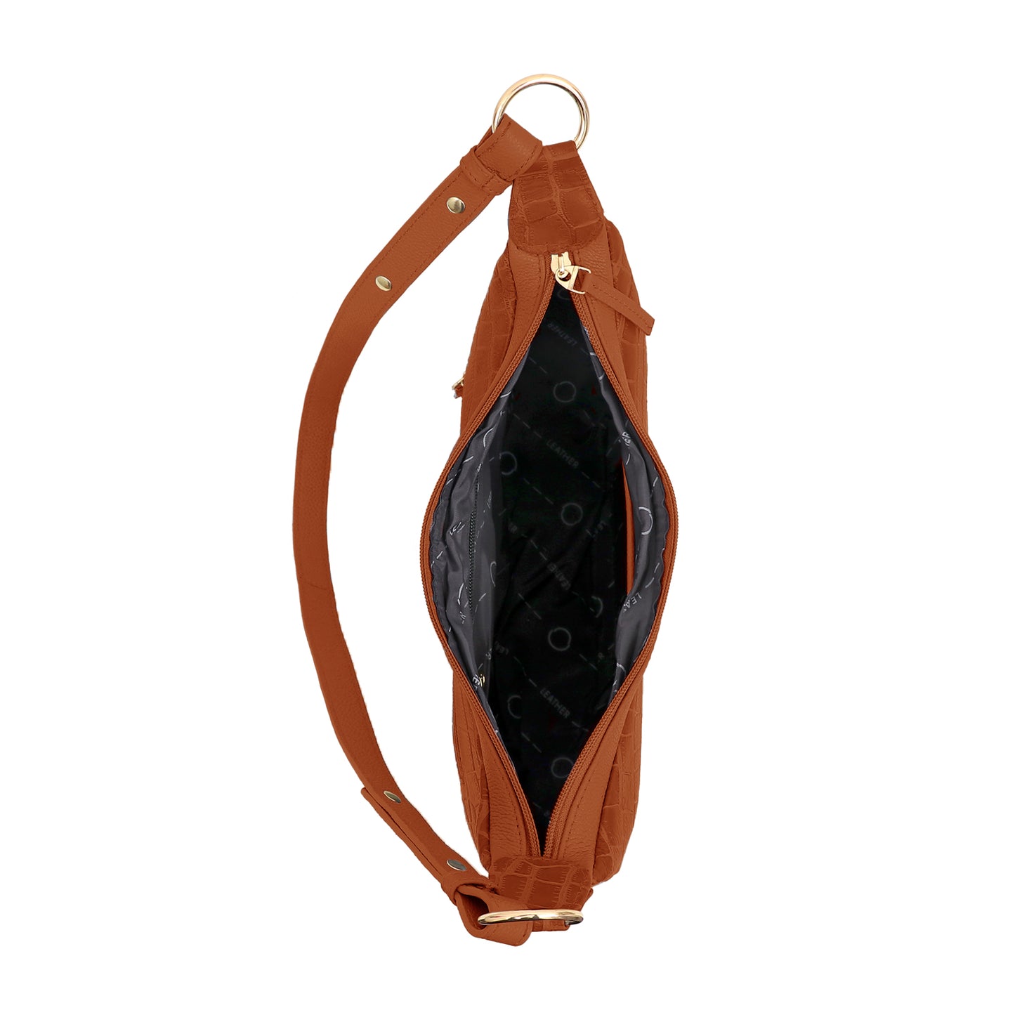 Omax Tan Halfmoon Design Genuine Leather Sling Bag LTHRL5