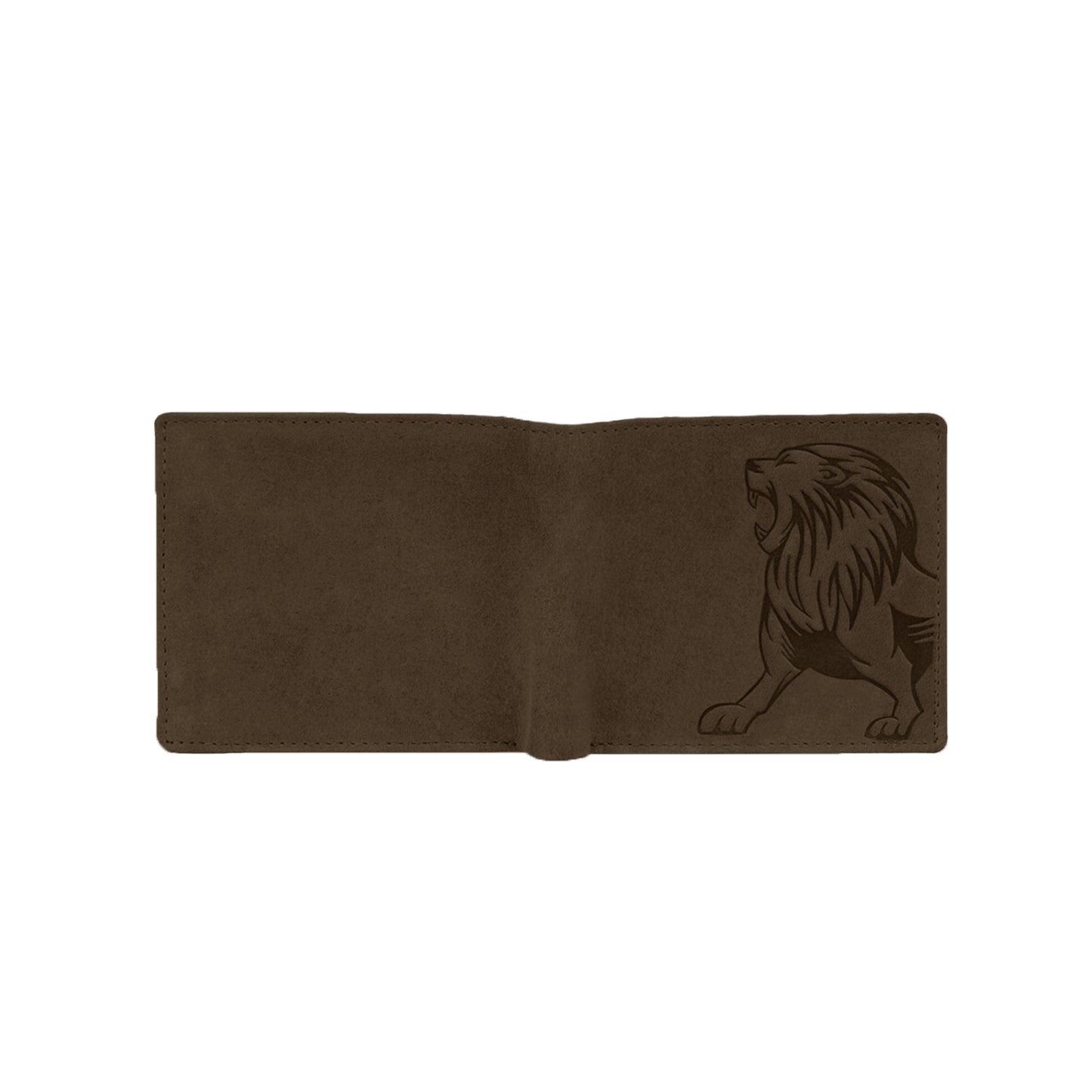 OMAX Brown Lion Embossed Design Genuine Leather Mens Wallet with Free Rakhi for Brother RBFW253