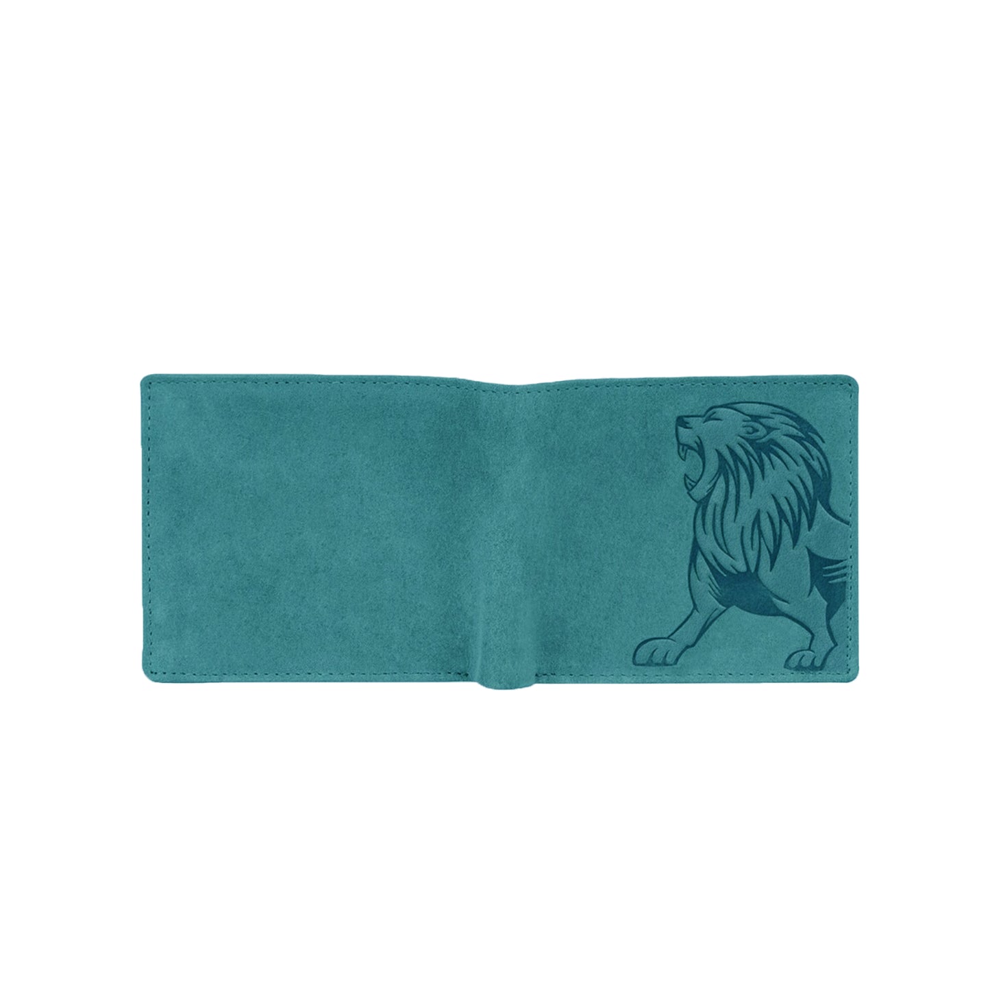 OMAX Aqua Blue Lion Embossed Design Genuine Leather Mens Wallet with Free Rakhi for Brother RBFW253
