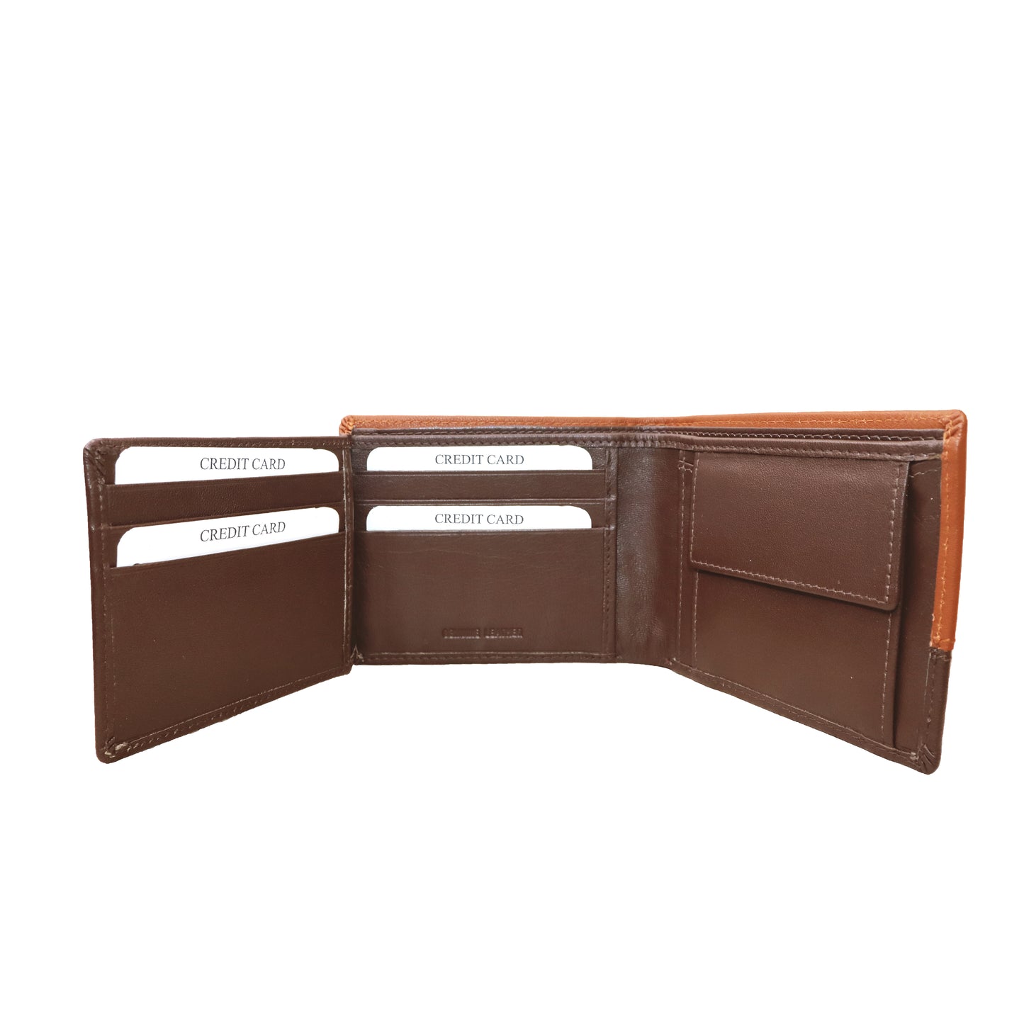 OMAX LTWL12 Tan Brown Combination contrast Full Grain Leather Men's Wallet