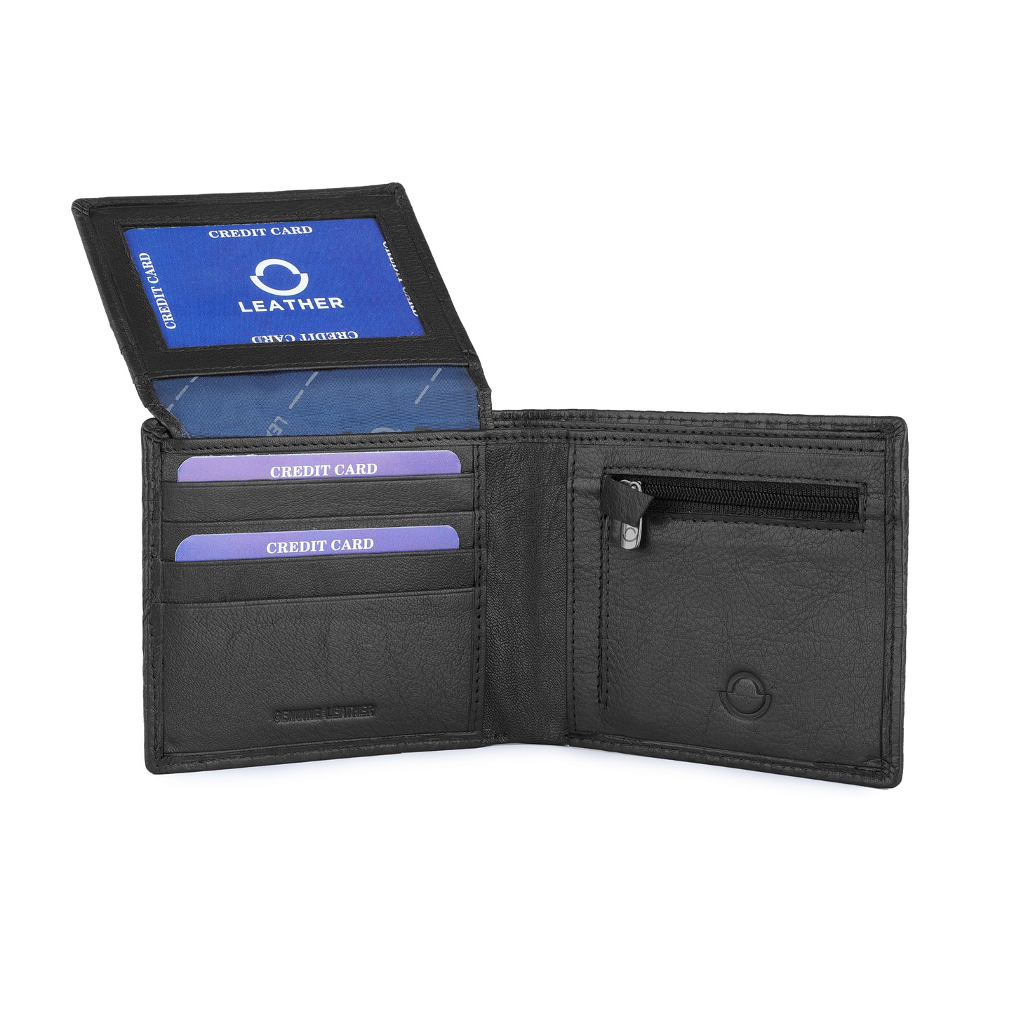 OMAX LTWL11 Black Diamond Textured Full Grain Leather Men's Wallet