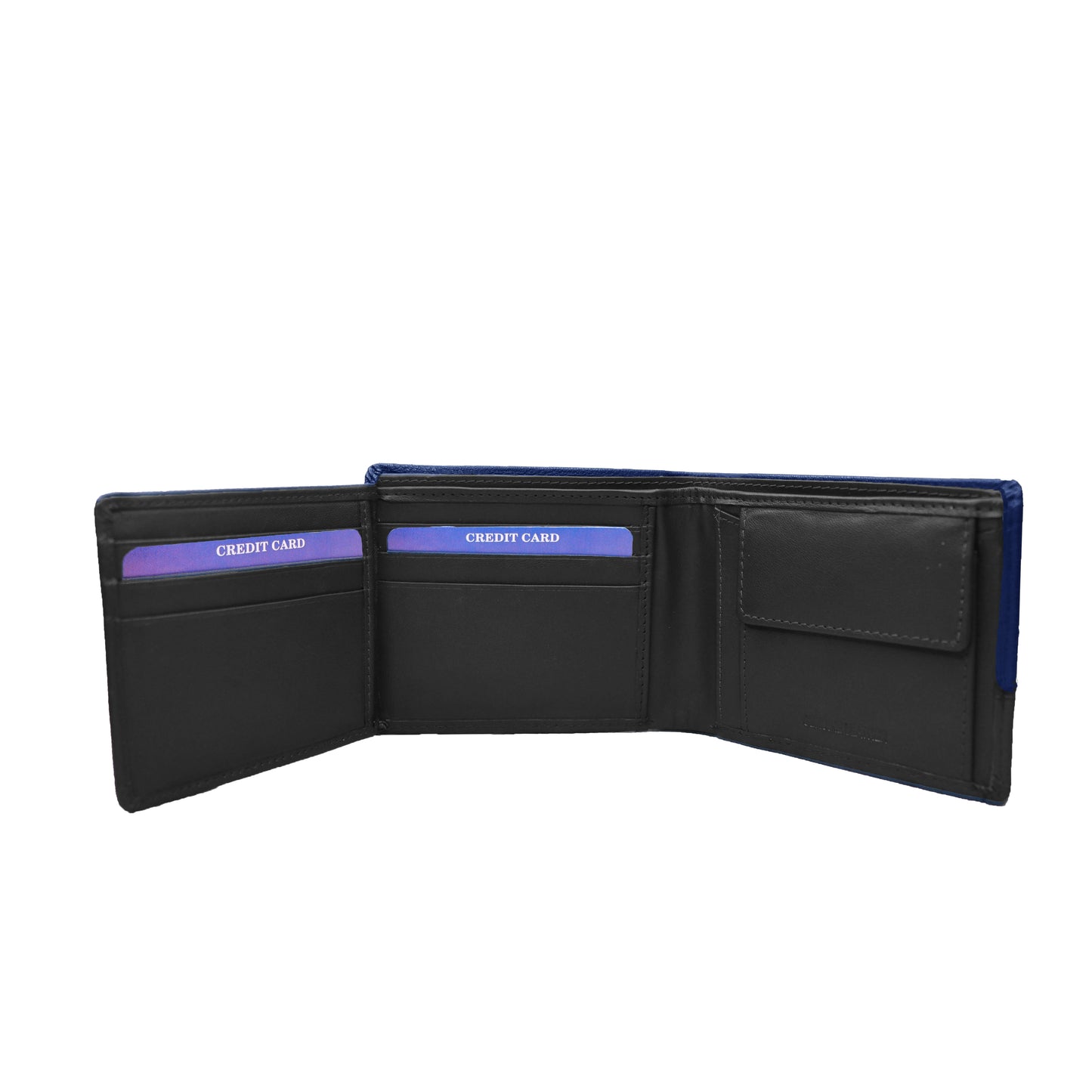 OMAX LTWL12 Blue Black Combination contrast Full Grain Leather Men's Wallet
