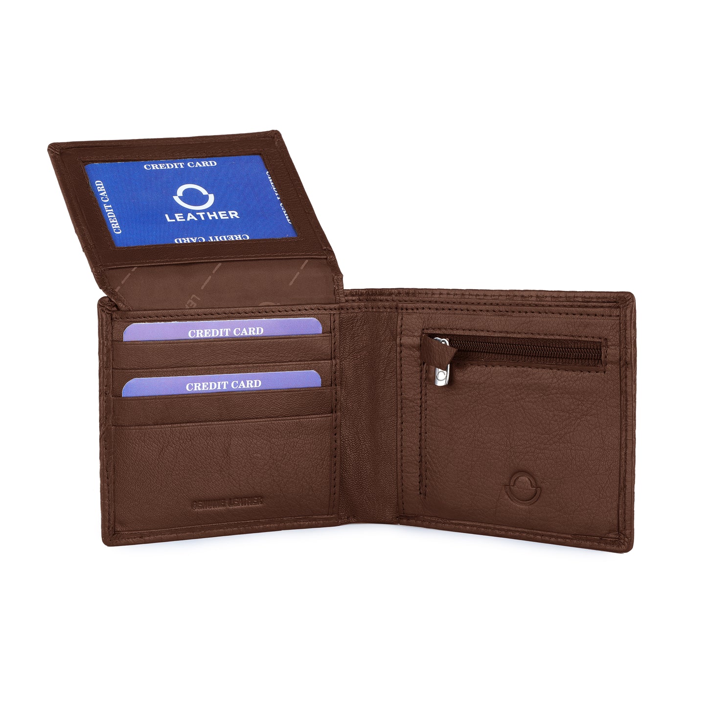 OMAX LTWL11 Brown Diamond Textured Full Grain Leather Men's Wallet