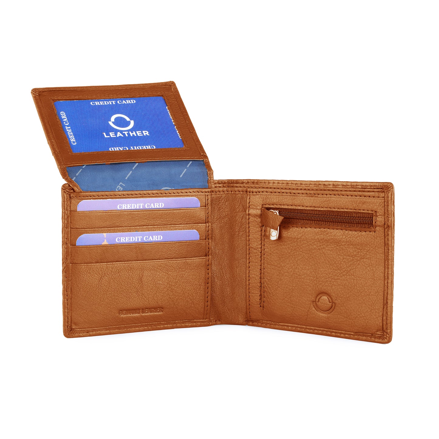 OMAX LTWL11 Tan Diamond Textured Full Grain Leather Men's Wallet