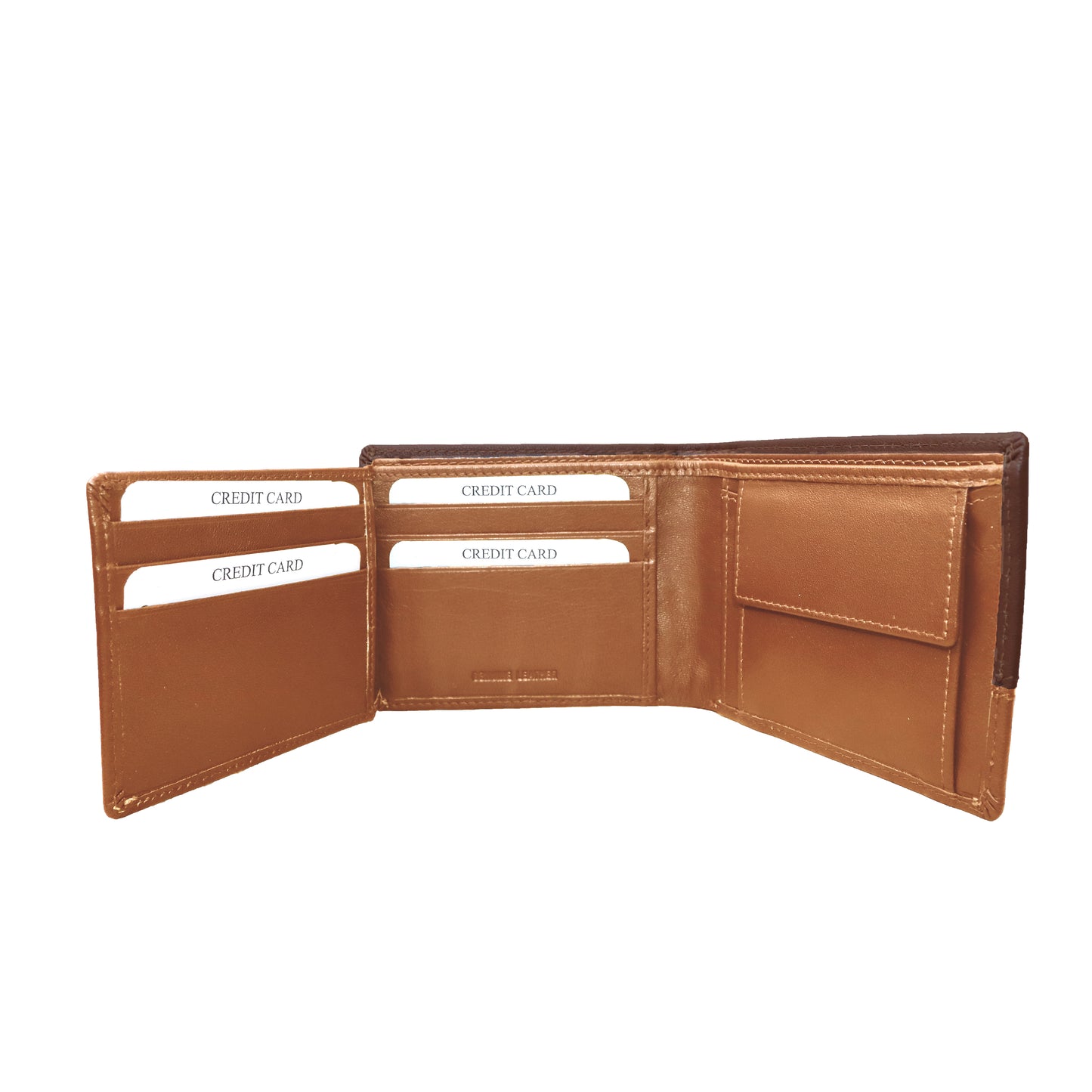 OMAX LTWL12 Brown Tan Combination contrast Full Grain Leather Men's Wallet