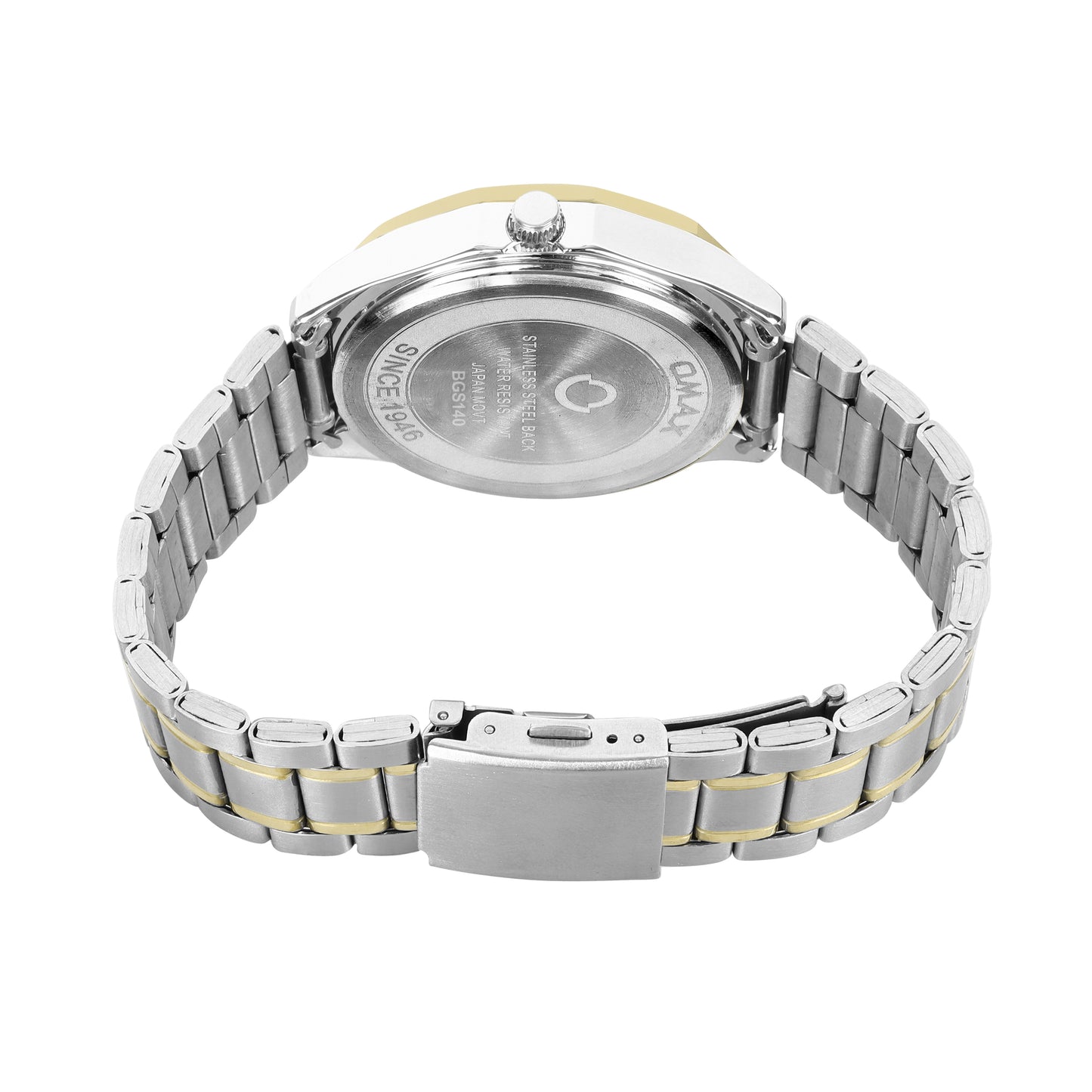 Omax White Dial Stainless Steel Two Tone Gold and Silver Chain Watch for Men-BGS440