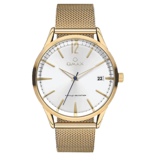 Omax Stainless Steel Golden Watch for Men VC06G61I