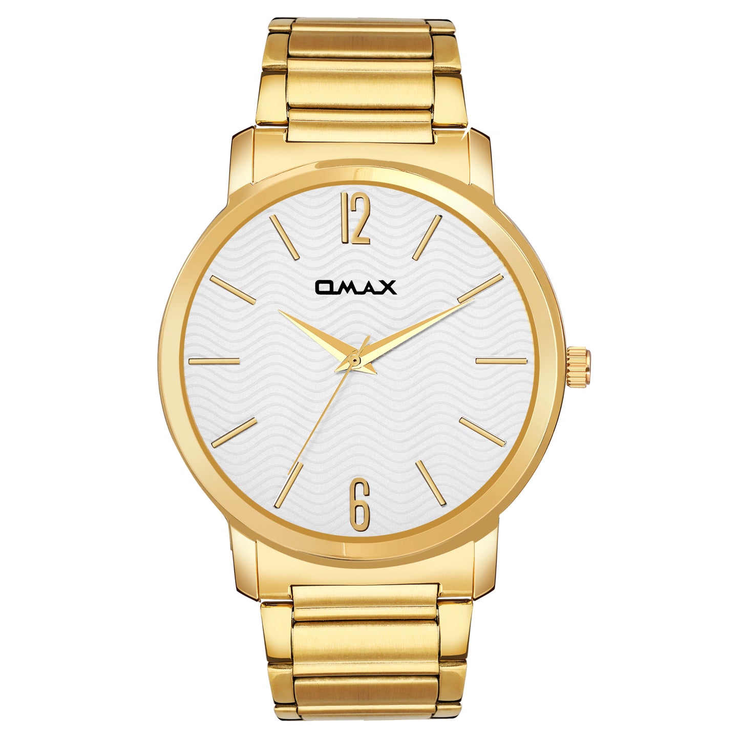 Omax White Dial Golden Steel Mens Watch