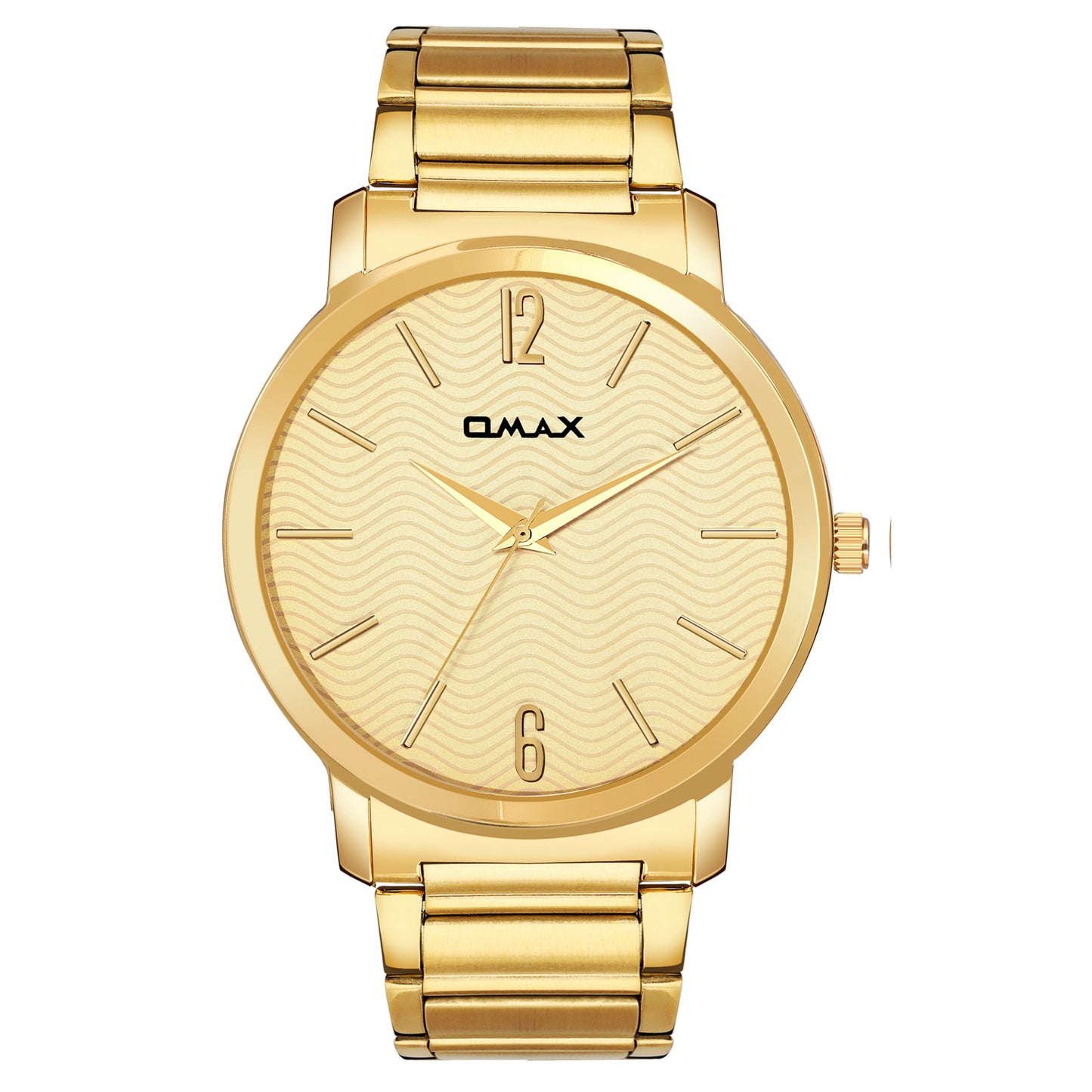 Omax White Dial Golden Steel Mens Watch