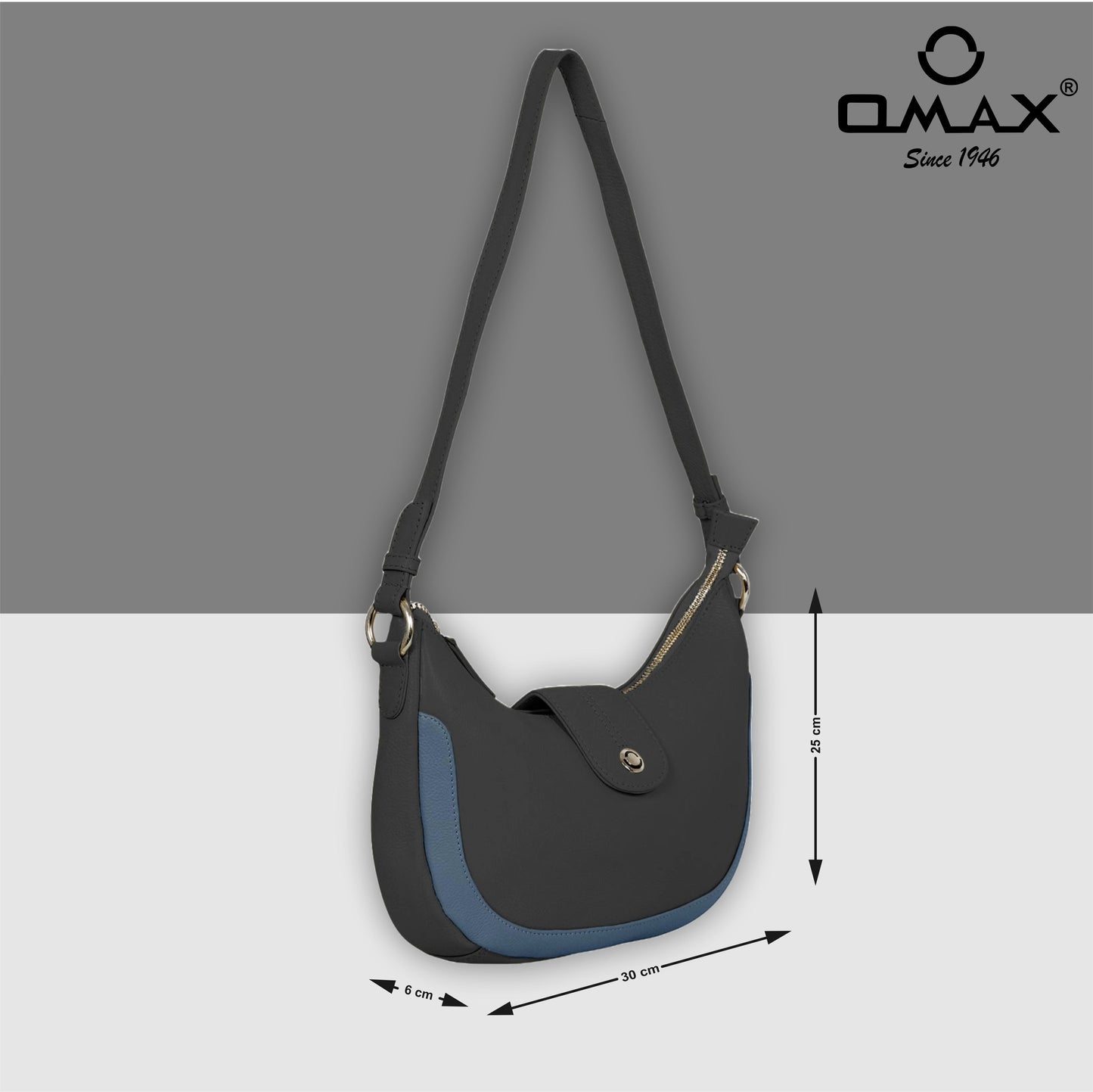 Omax Black Boat Conrast Design Genuine Leather Sling Bag LTHRL5