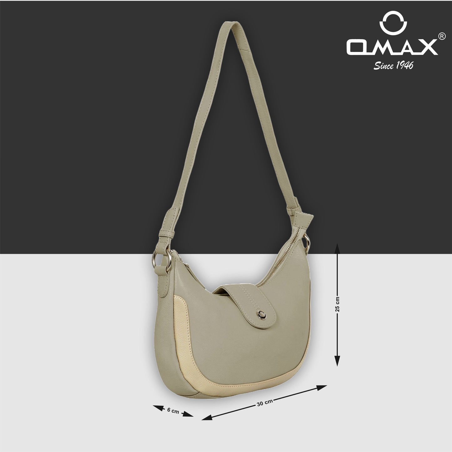 Omax Beige Boat Conrast Design Genuine Leather Sling Bag LTHRL5