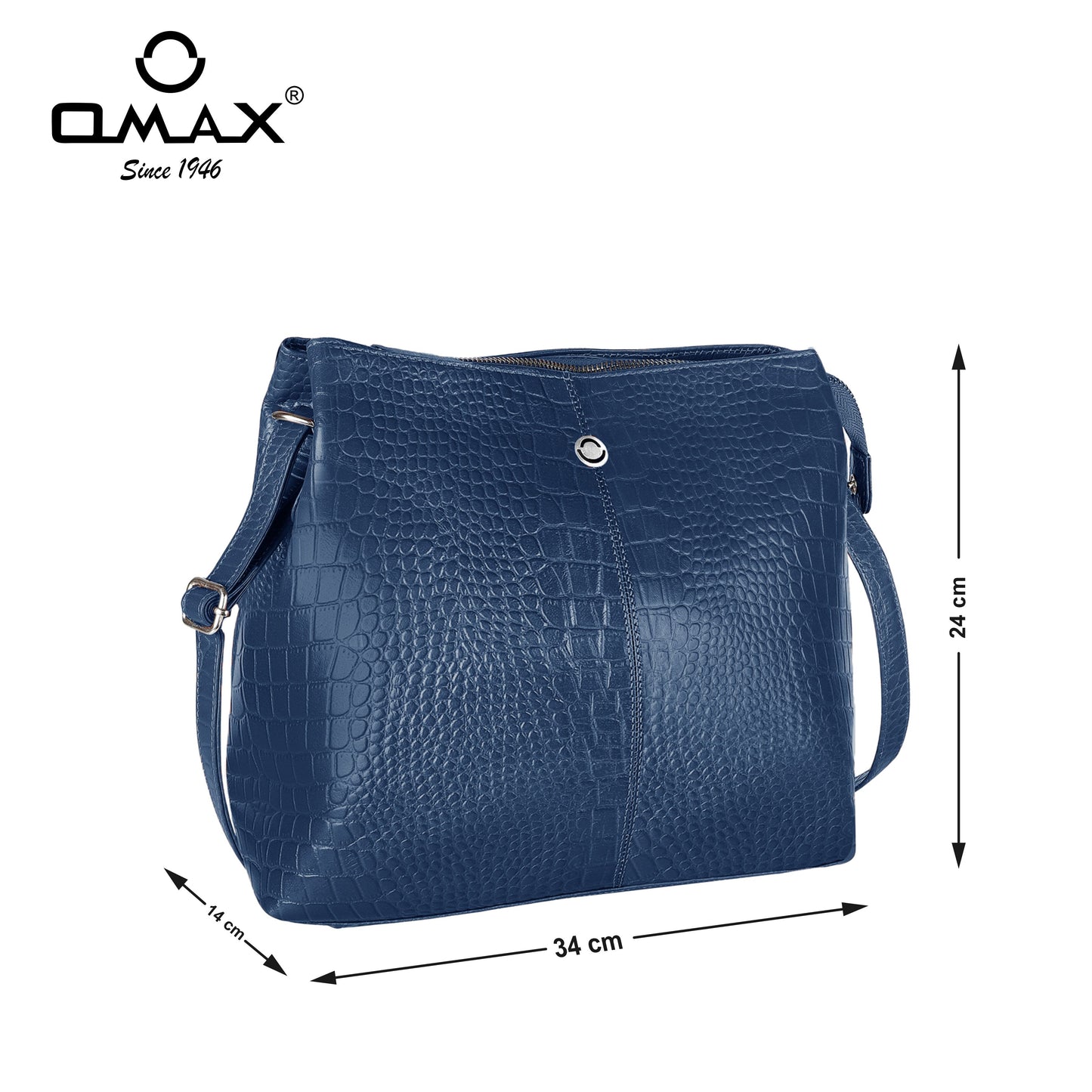 Omax Unique Design Blue Croco Genuine Leather Tote Handbag for Women FL14