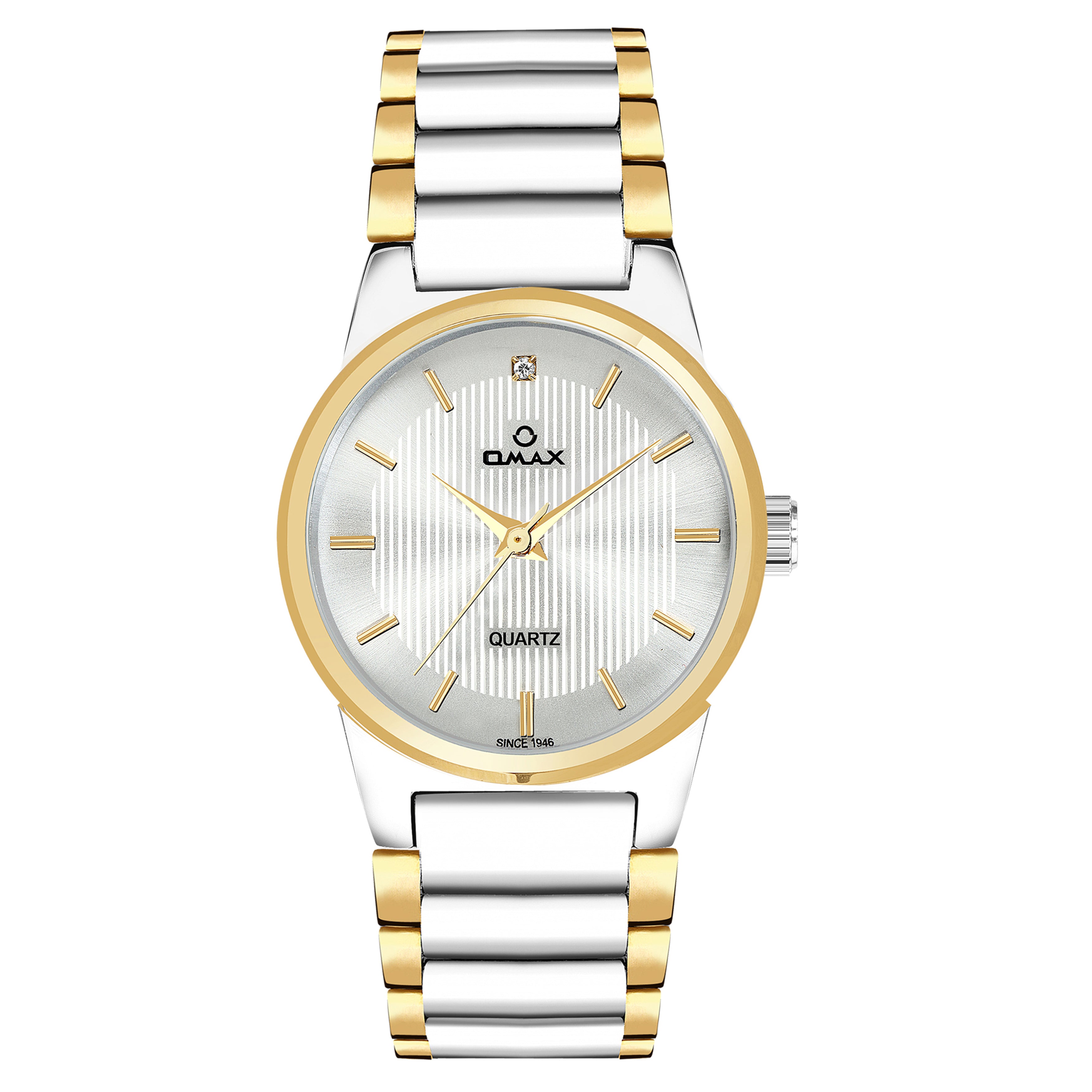 Buy Omax White Dial ,Gold and Silver Two Tone Stainless Steel