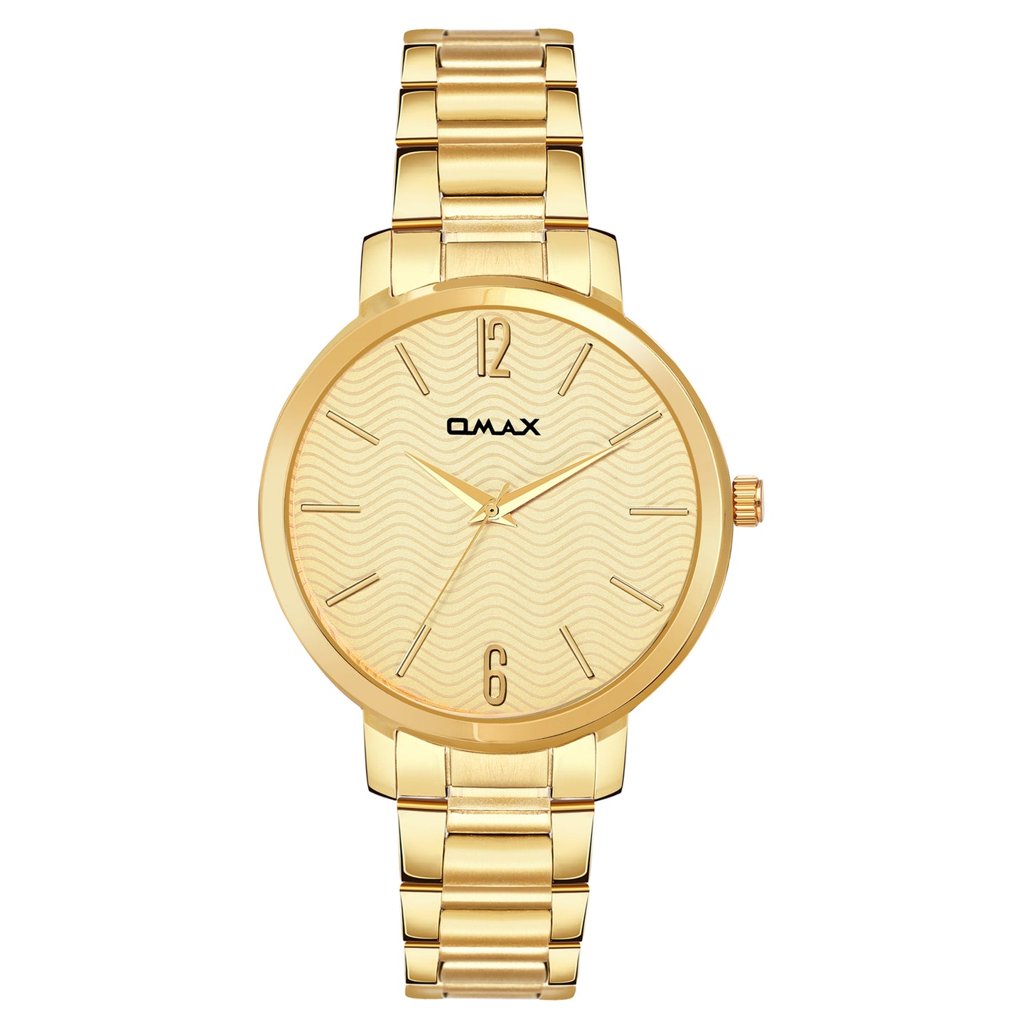 Omax White Dial Golden Stainless Steel Case and Strap Watch for Women