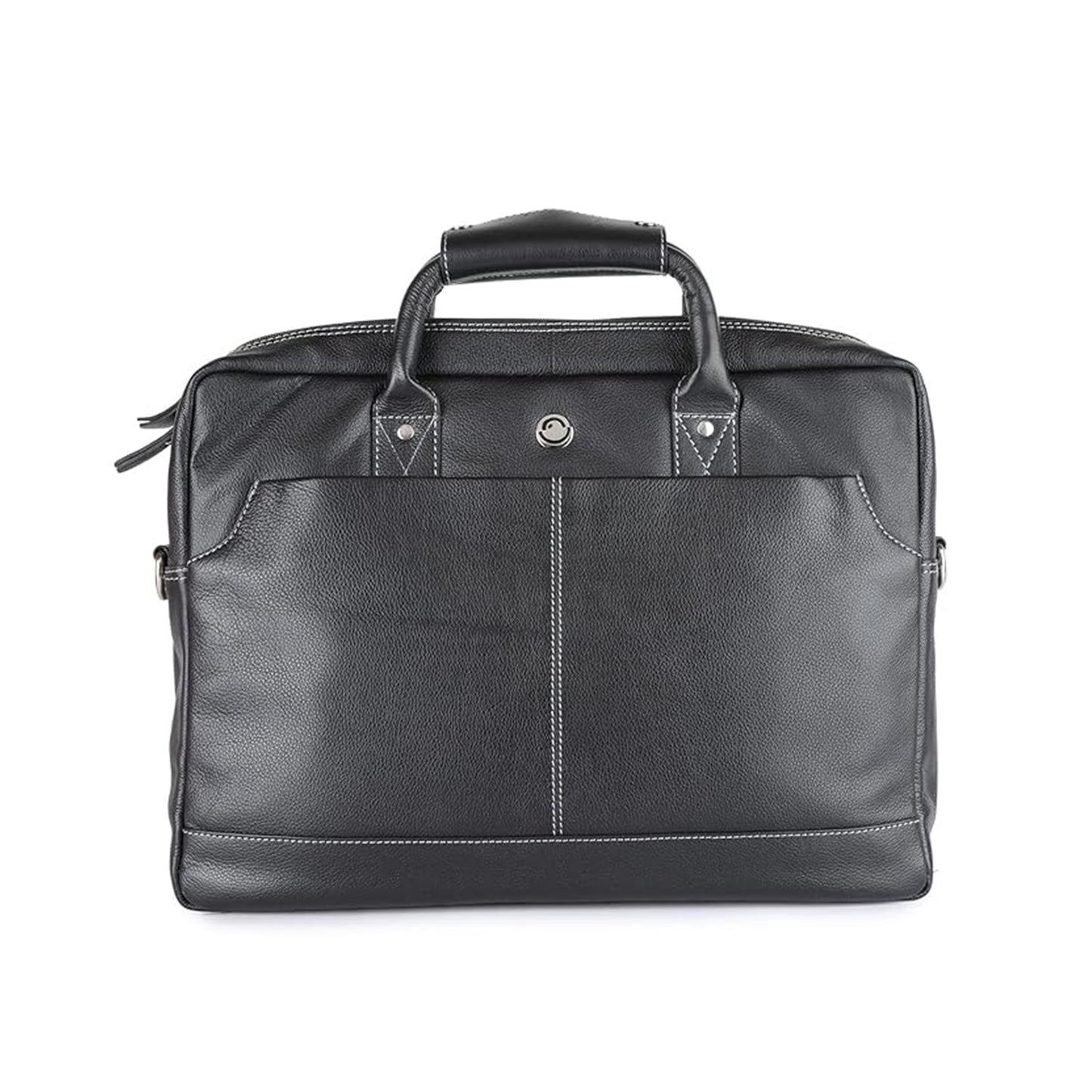 Omax Black Genuine Real Leather Laptop Messenger Bag for Men and Women LTHRMSN58