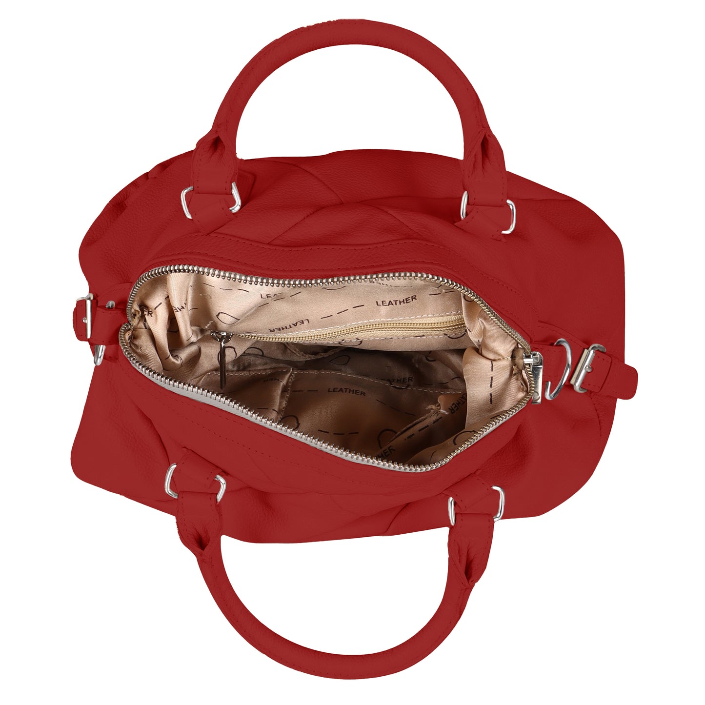 Omax Red Full Grain Genuine Leather Unique Football Style Handbag for Women LTHRL1