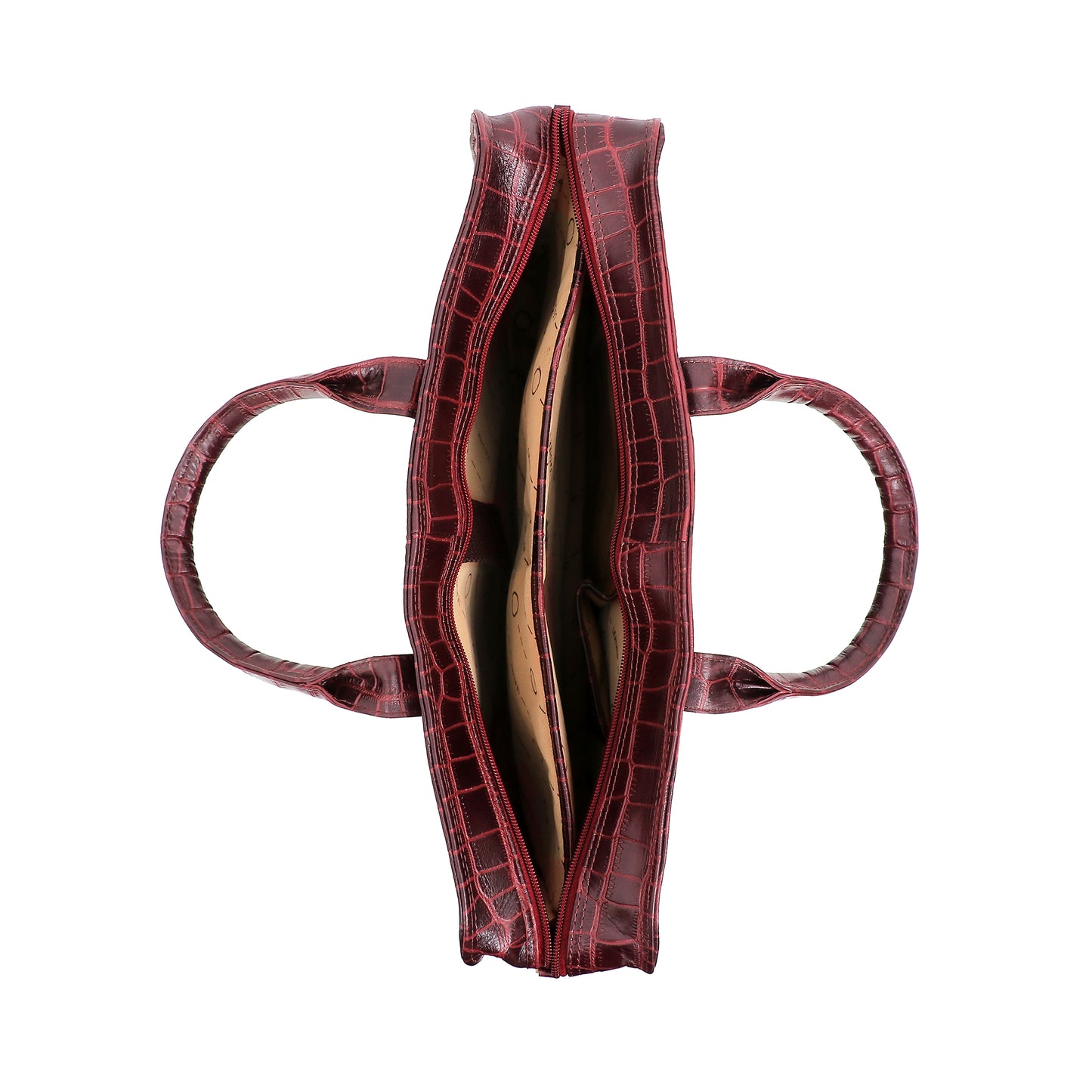 Omax Maroon Genuine Leather Croco Design with Metal Zipper Laptop Bag for Men and Women LTHR02
