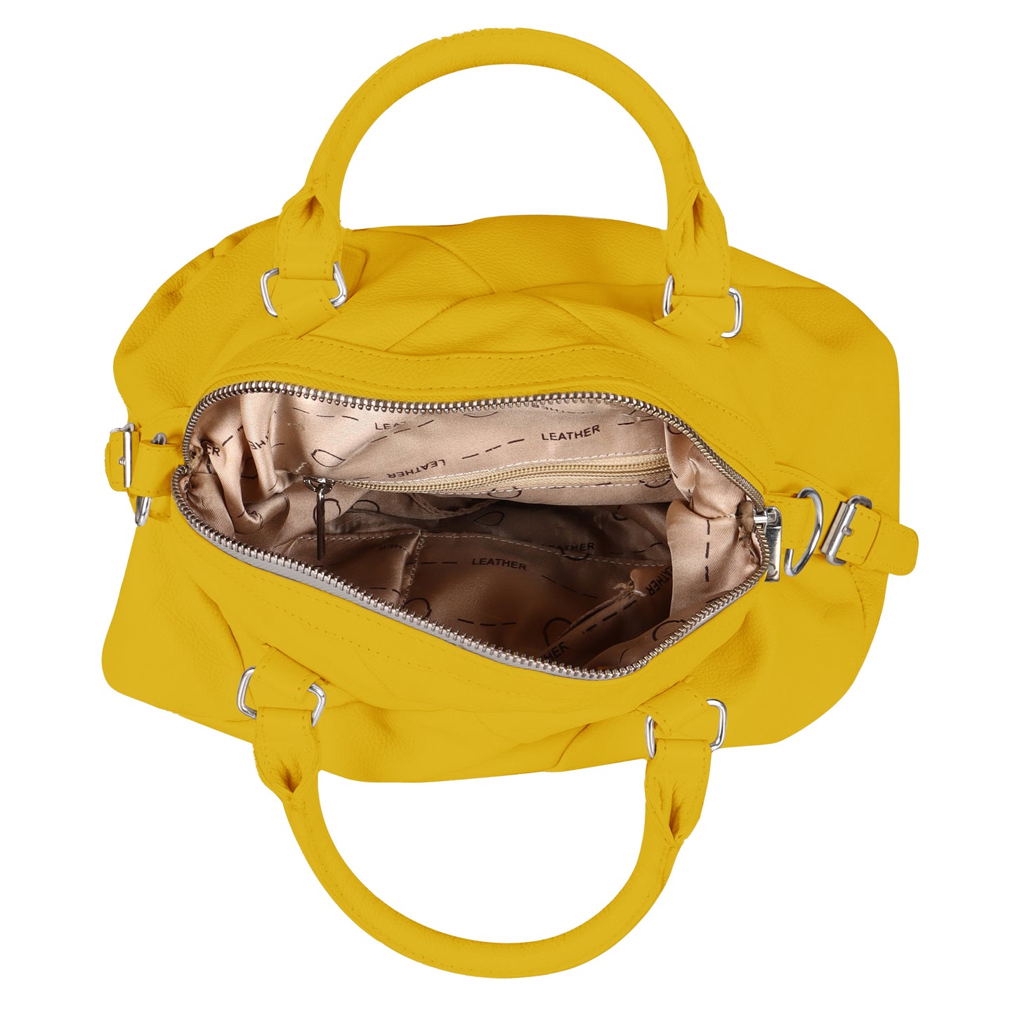 Omax Yellow Full Grain Genuine Leather Unique Football Style Handbag for Women LTHRL1