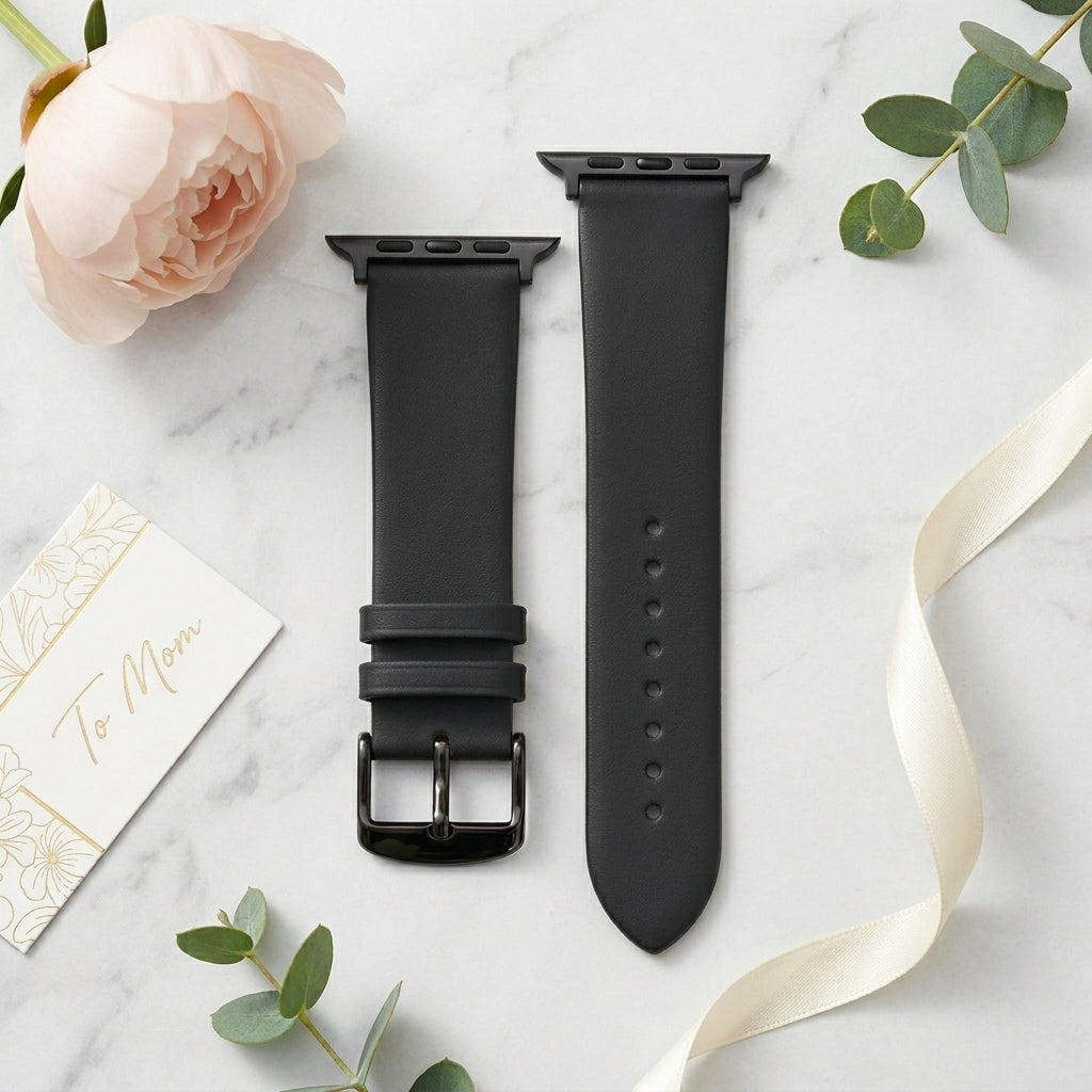 Boshek Grey Genuine Leather Watch Strap – Black Buckle, Self Changeable, Quick Release | FS308
