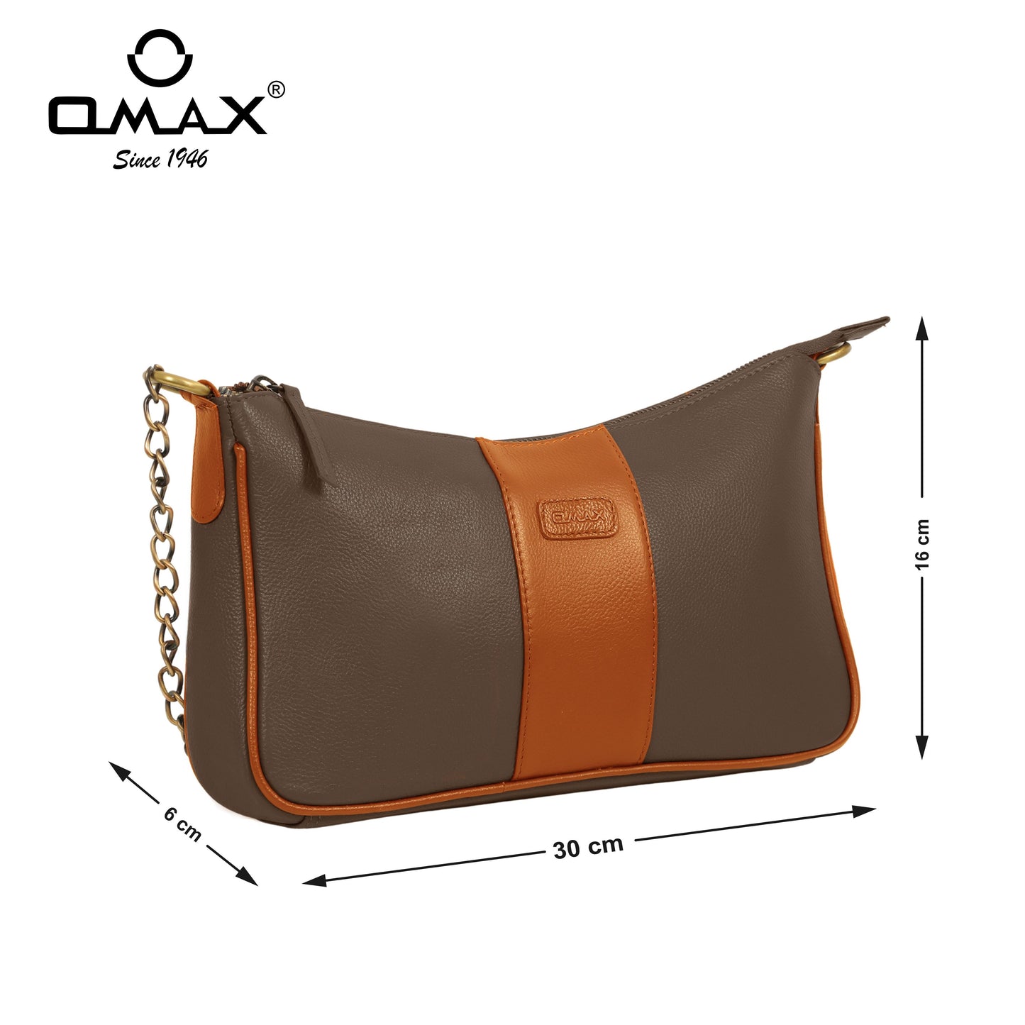 Omax Brown Full-Grain Genuine Leather Styles Branded Satchels Handbags & Shoulder Sling Bags, Ladies Purse for Women-LTHRL8