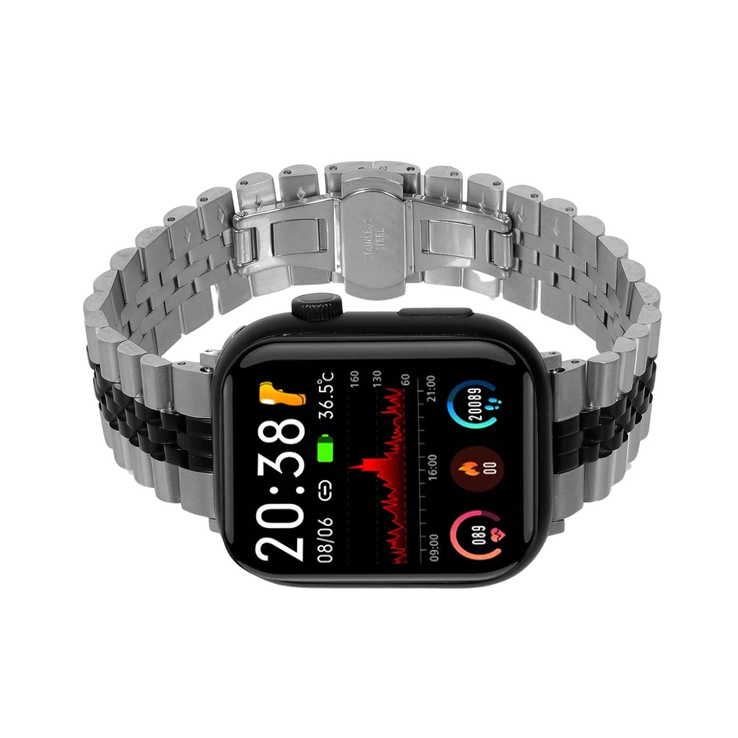 Omax Stainless Steel Metal Chain Bands Compatible with Apple Watch Band Ultra 2 49mm 45mm 44mm 42mm for iWatch Bands Ultra Series 9 8 7 6 5 4 3 2 1 SE SE2 FMS108