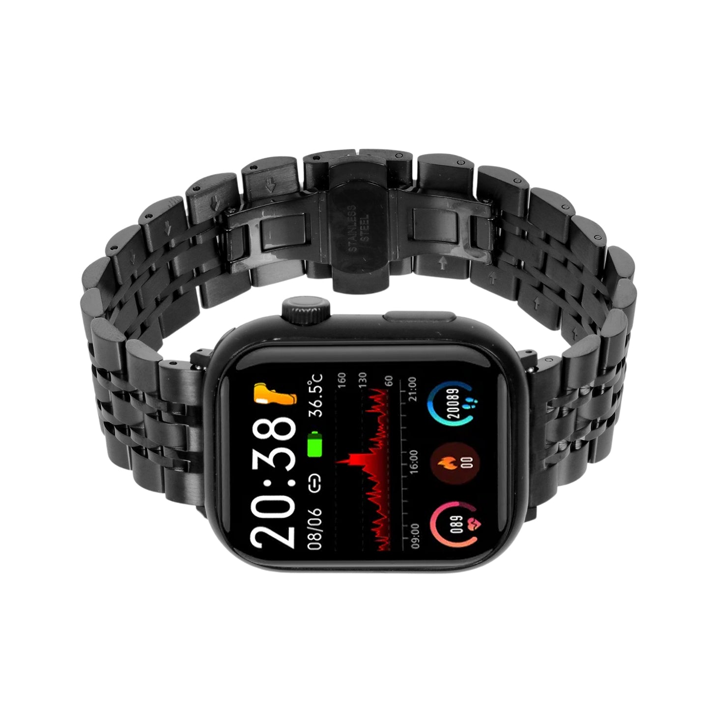 Omax Stainless Steel Metal Chain Bands Compatible with Apple Watch Band Ultra 2 49mm 45mm 44mm 42mm for iWatch Bands Ultra Series 9 8 7 6 5 4 3 2 1 SE SE2 FMS111