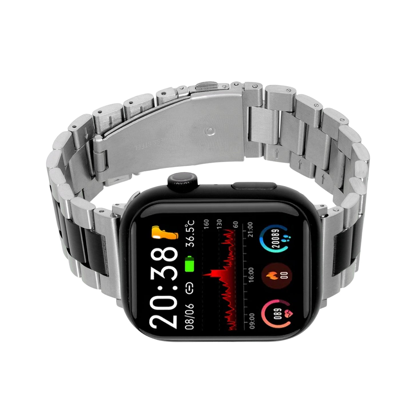 Omax Stainless Steel Metal Chain Bands Compatible with Apple Watch Band Ultra 2 49mm 45mm 44mm 42mm for iWatch Bands Ultra Series 9 8 7 6 5 4 3 2 1 SE SE2 FMS118