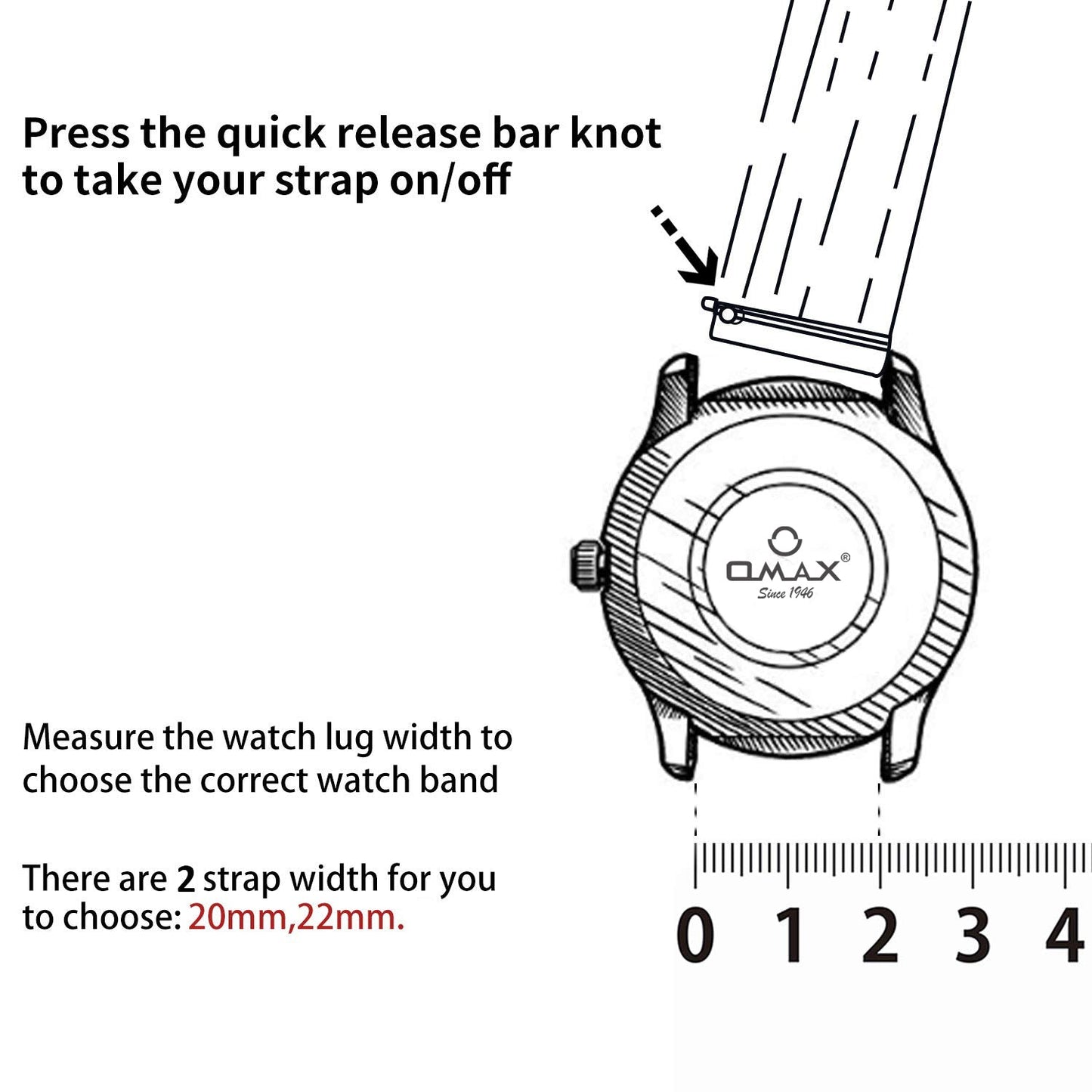Boshek Black Solid Genuine Leather Watch Strap for Quick Release and Self Changeable FS347 - FS347 - detail view 4