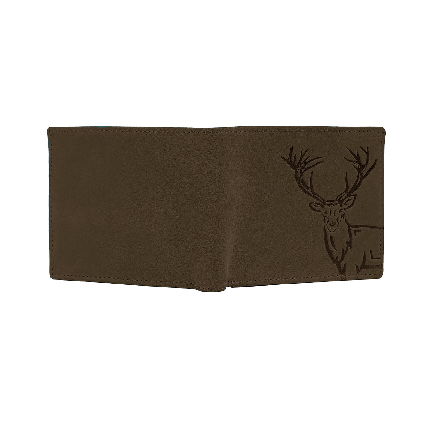 OMAX Brown Elk Embossed Design Genuine Leather Mens Wallet with Free Rakhi for Brother RBFW253