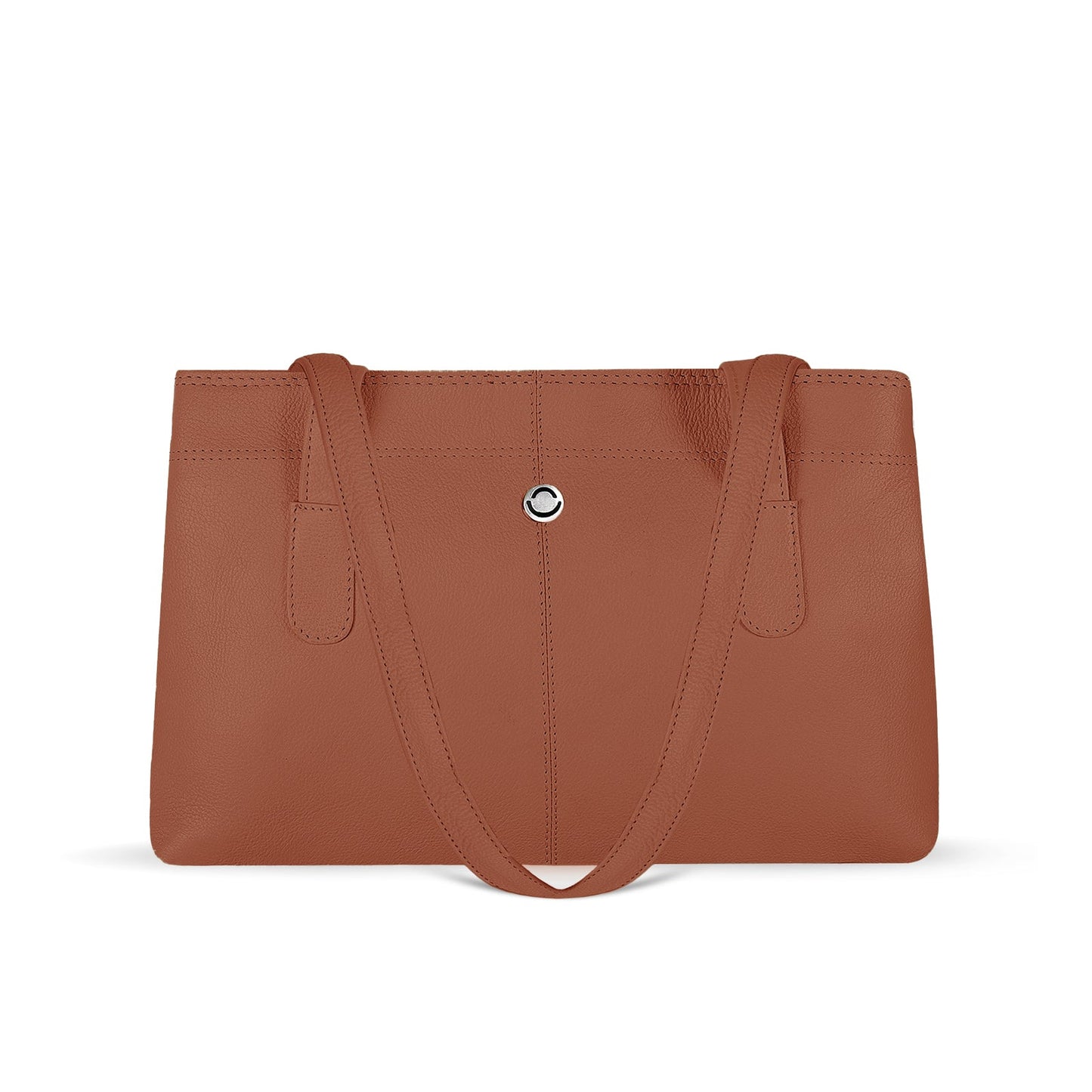 Omax White Genuine Leather Double Compartment Shoulder Handbag for Women LTHRL6