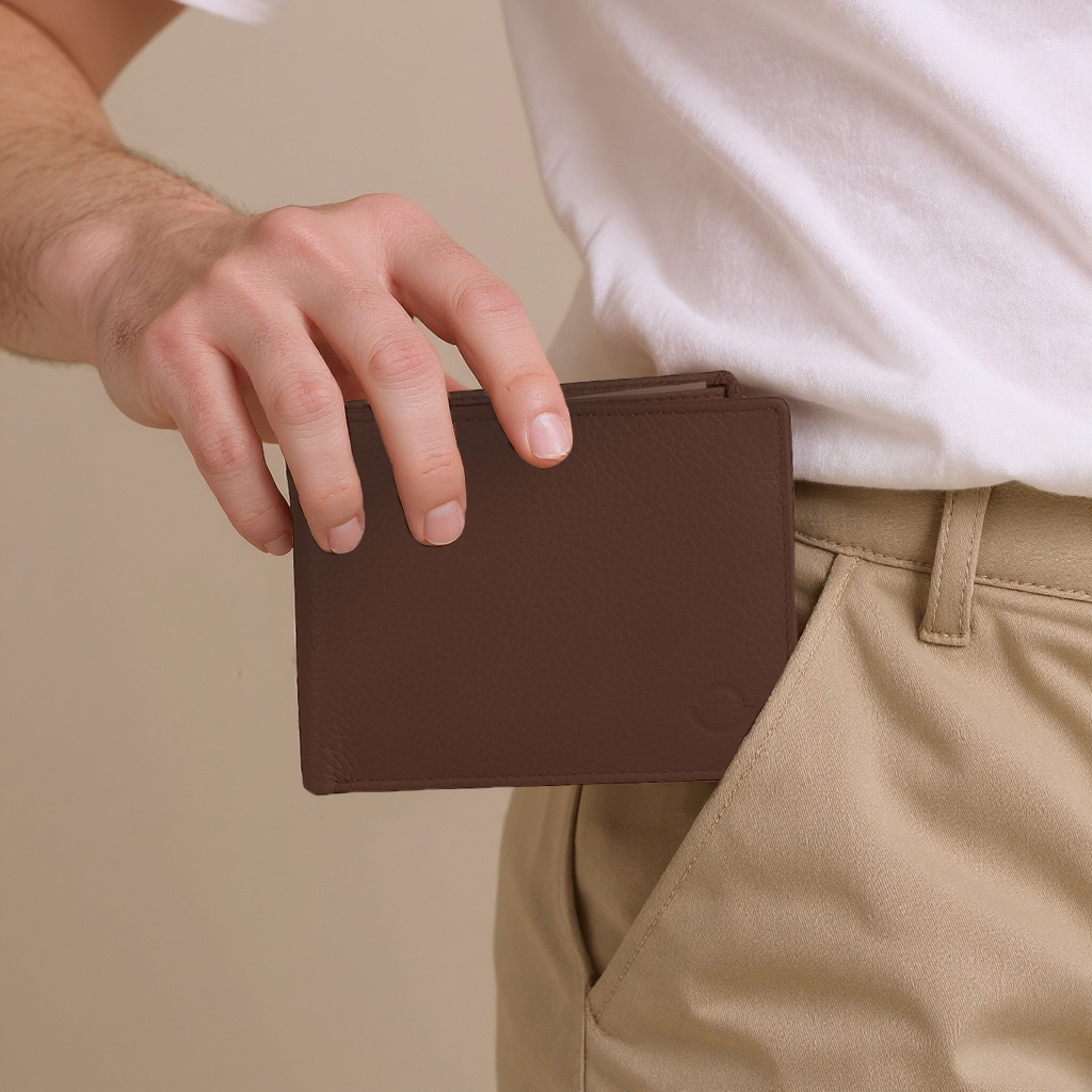 Omax LTWL13 Brown Slim Full Grain Leather Men's Wallet