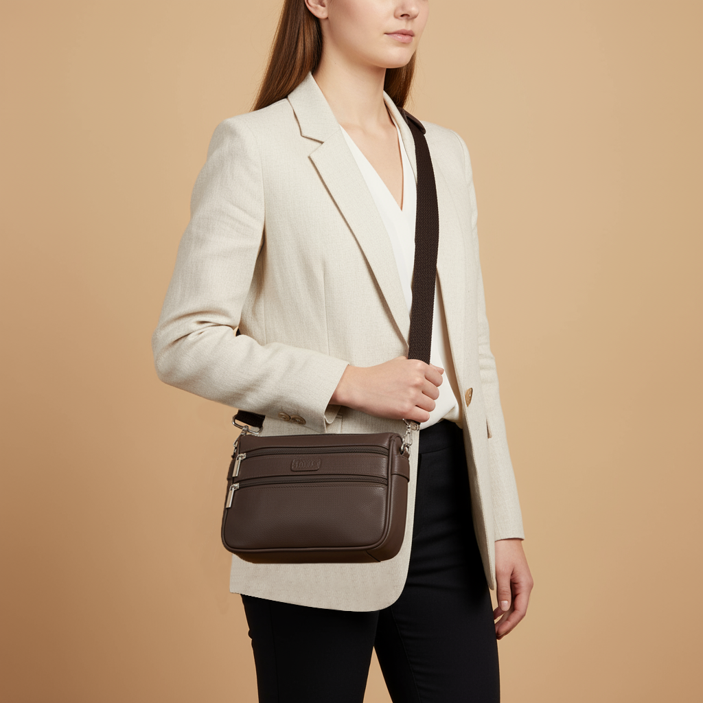 Boshek Brown Color Genuine Leather Siling bag for Women FL65